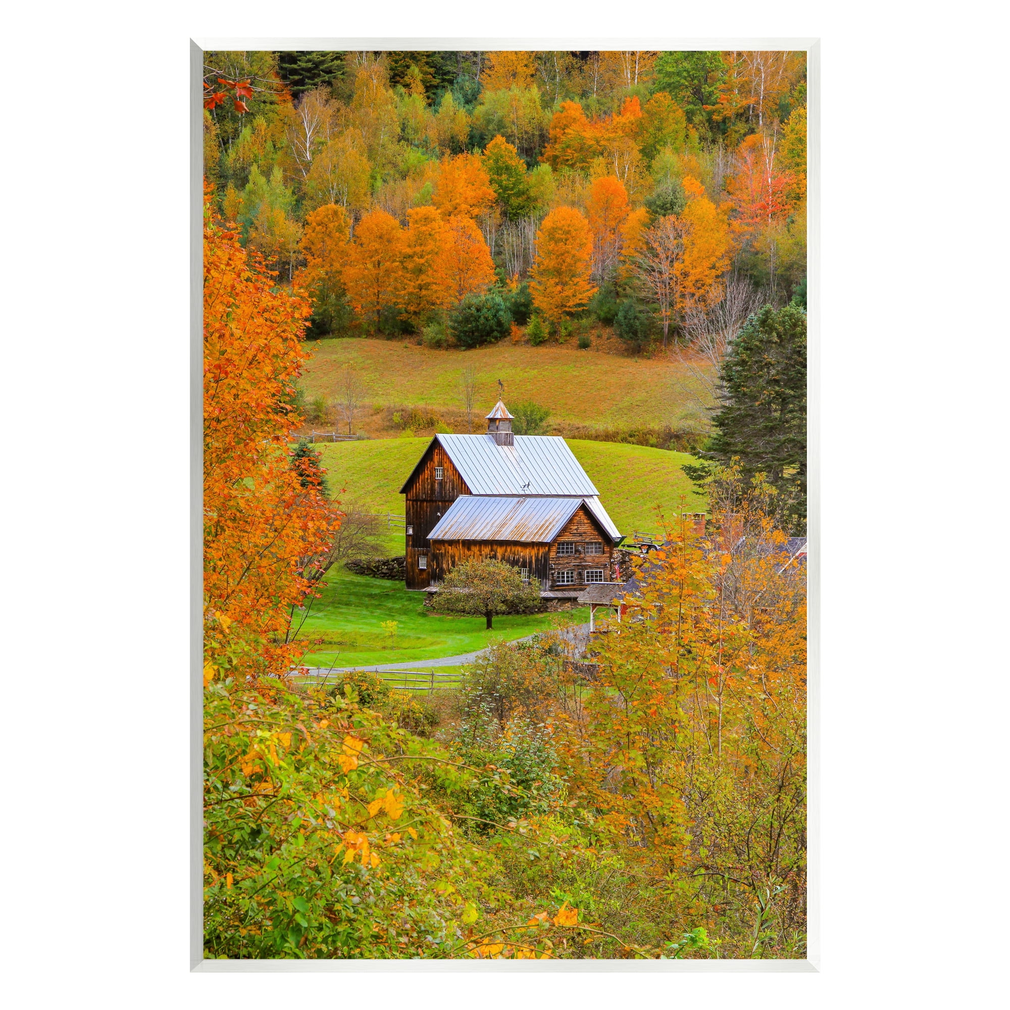 Stupell Industries Autumn Farmhouse Cabin Nature Photography Unframed Art Print Wall Art, 13 x 19