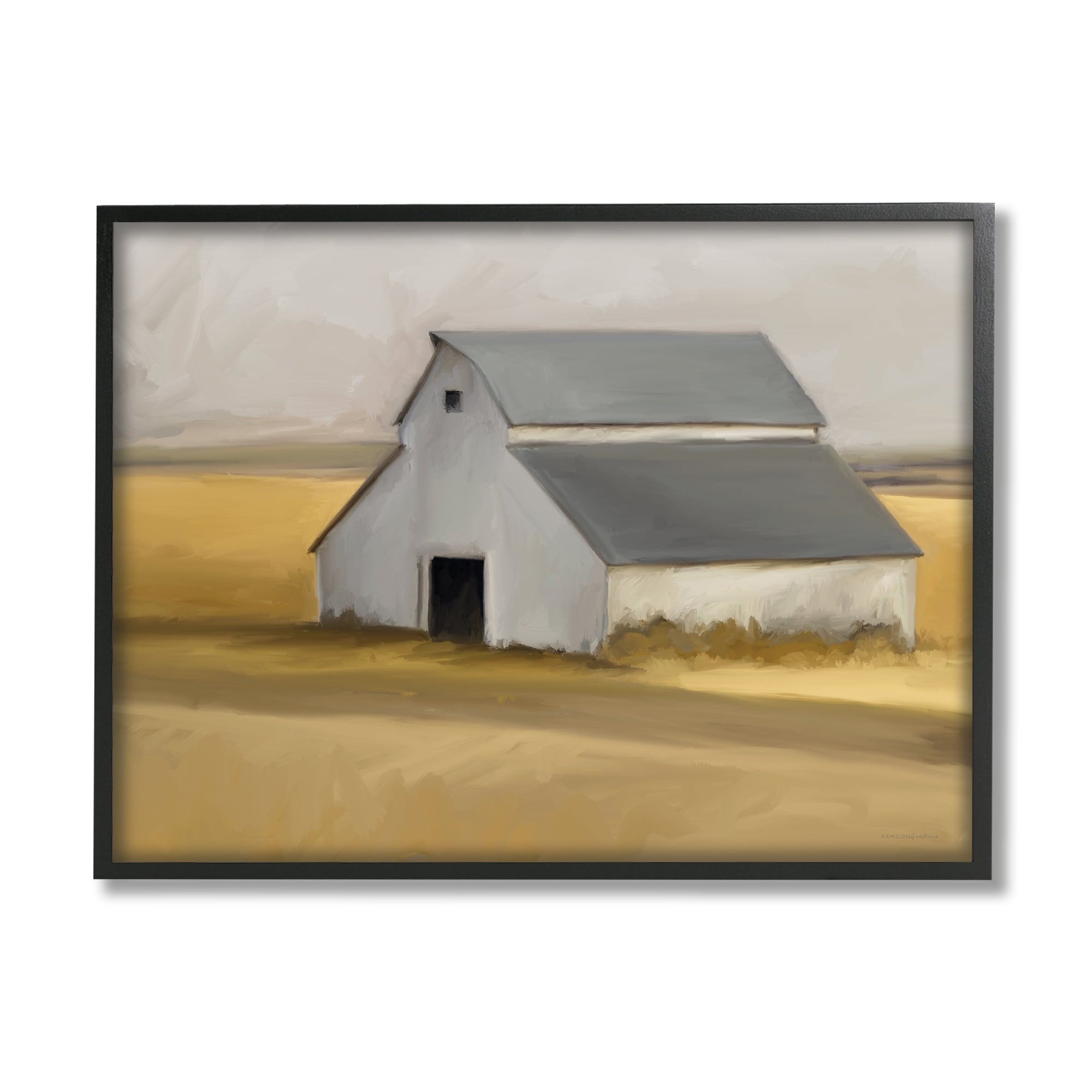 Stupell Industries Autumn Field Farmhouse Barn Landscape Cool Cloudy Sky, 14 x 11, Design by Kamdon Kreations