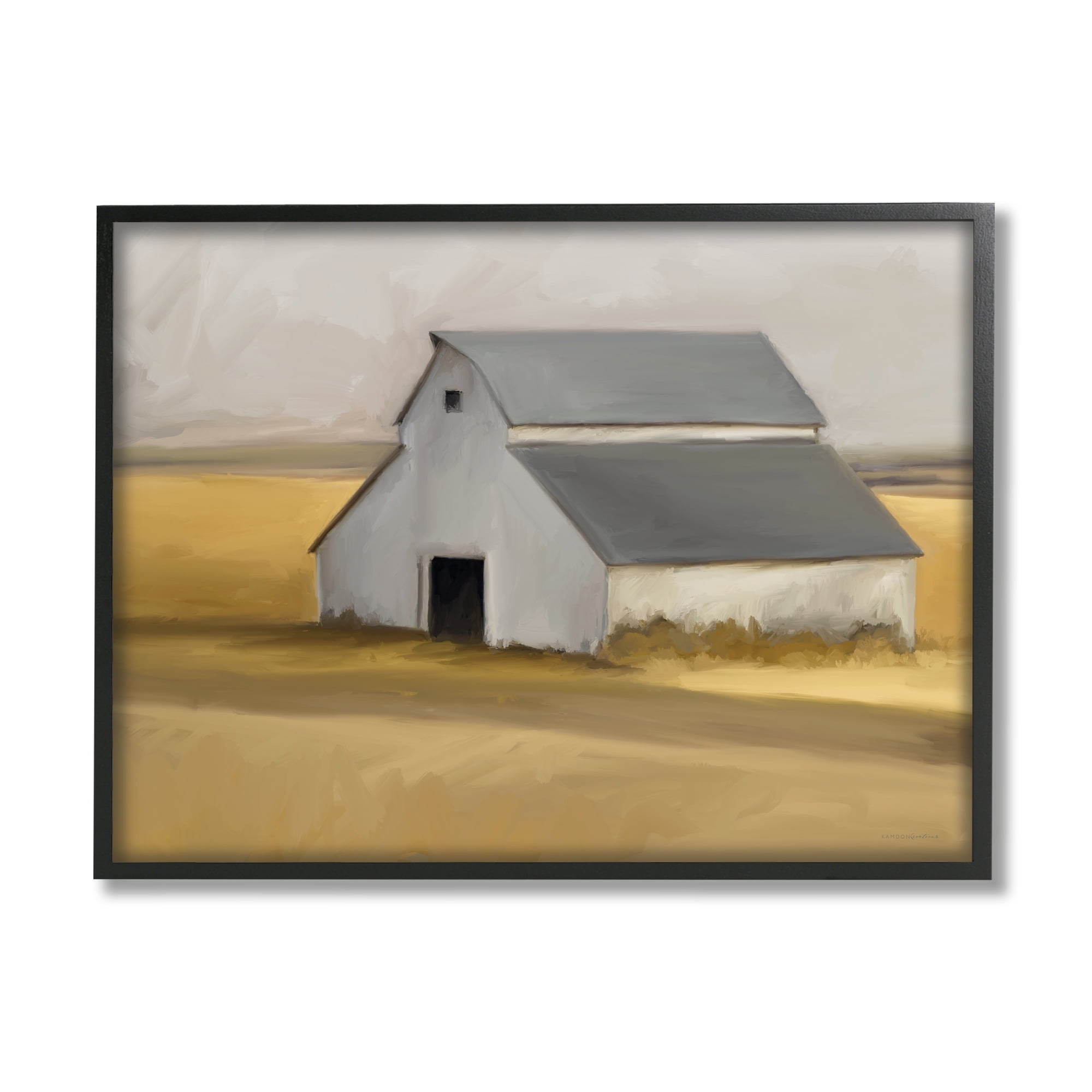 Stupell Industries Autumn Field Farmhouse Barn Landscape Cool Cloudy Sky, 30 x 24, Design by Kamdon Kreations