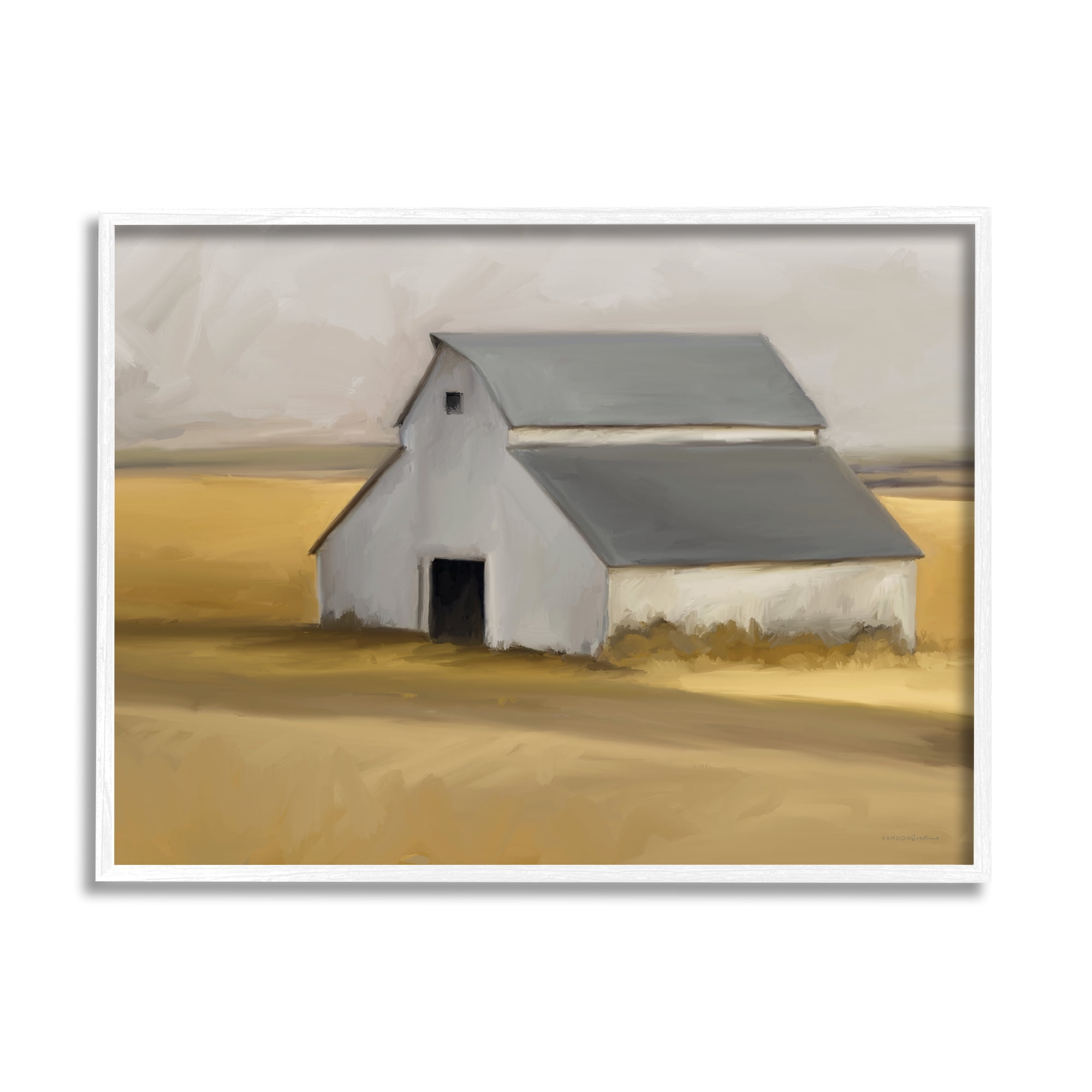Stupell Industries Autumn Field Farmhouse Barn Landscape Cool Cloudy Sky, 30 x 24, Design by Kamdon Kreations
