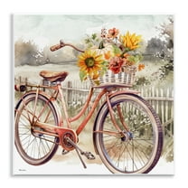 Stupell Industries Autumn Floral Bicycle Botanical & Floral Painting Unframed Art Prints Wall Art, 12 x 12