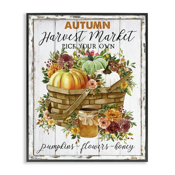 Stupell Industries Autumn Floral Market Holiday Painting Black Framed Art Prints Wall Art, 11 x 14