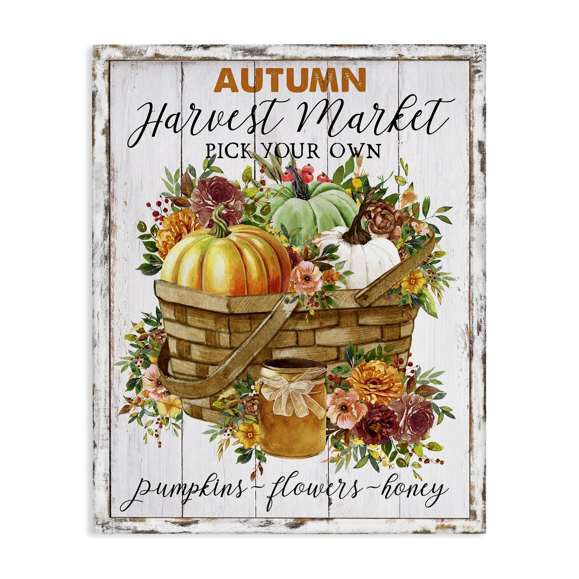 Stupell Industries Autumn Floral Market Holiday Painting Gallery Wrapped Canvas Art Prints Wall Art, 36 x 48