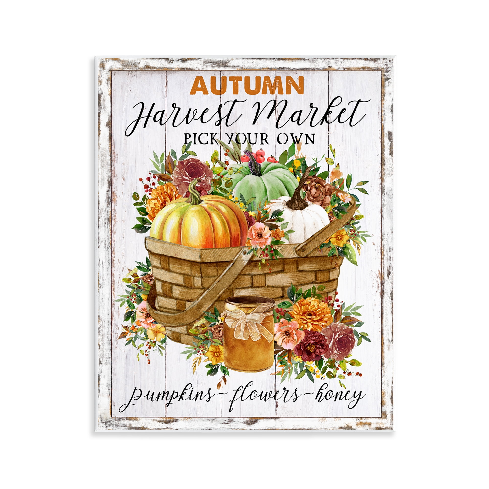 Stupell Industries Autumn Floral Market Holiday Painting Unframed Art Prints Wall Art, 11 x 14