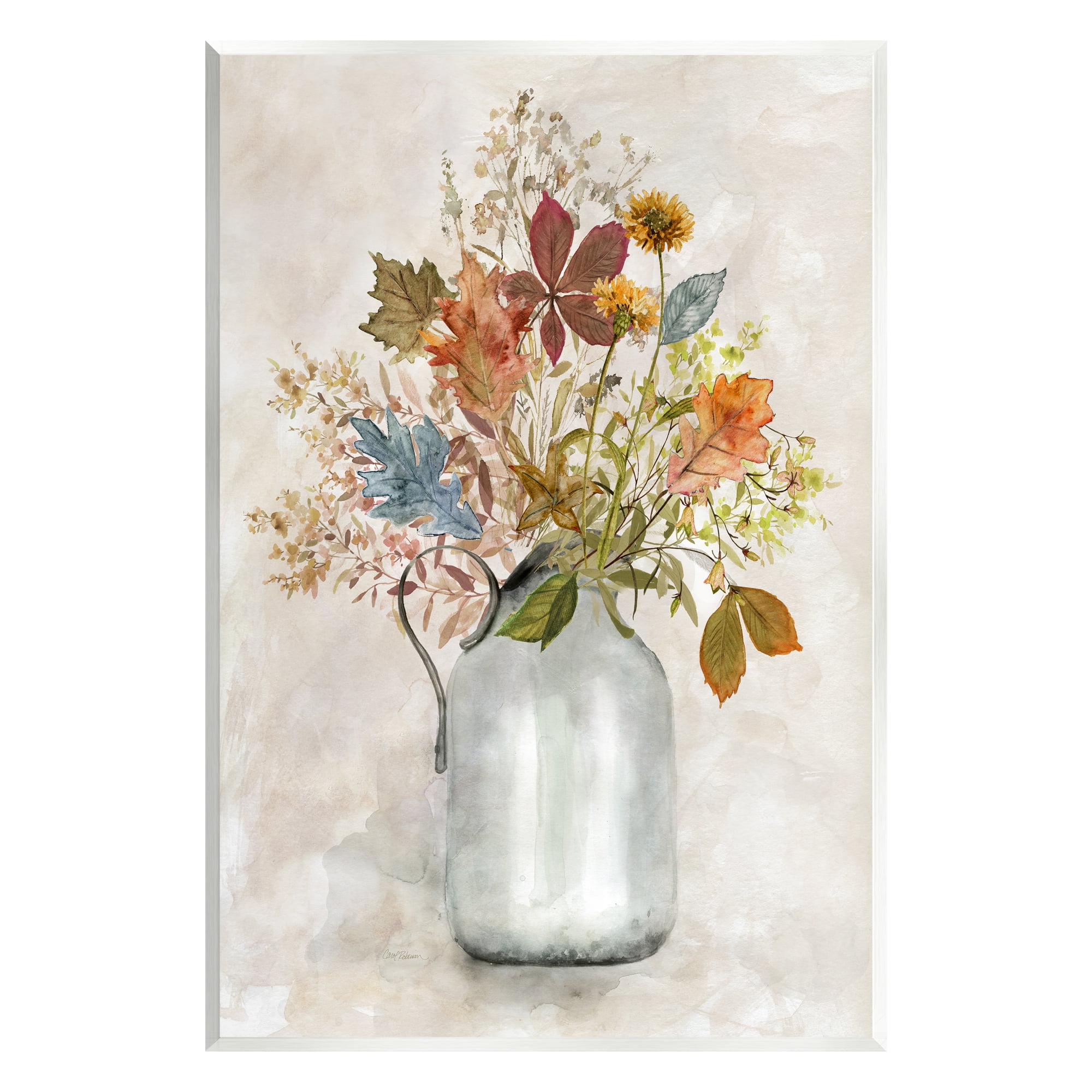 Stupell Industries Autumn Florals in Jug Botanical & Floral Painting Unframed Art Print Wall Art, 13 x 19