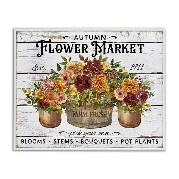 Stupell Industries Autumn Flower Market Plants & Flowers Painting White Framed Art Print Wall Art, 20 x 16