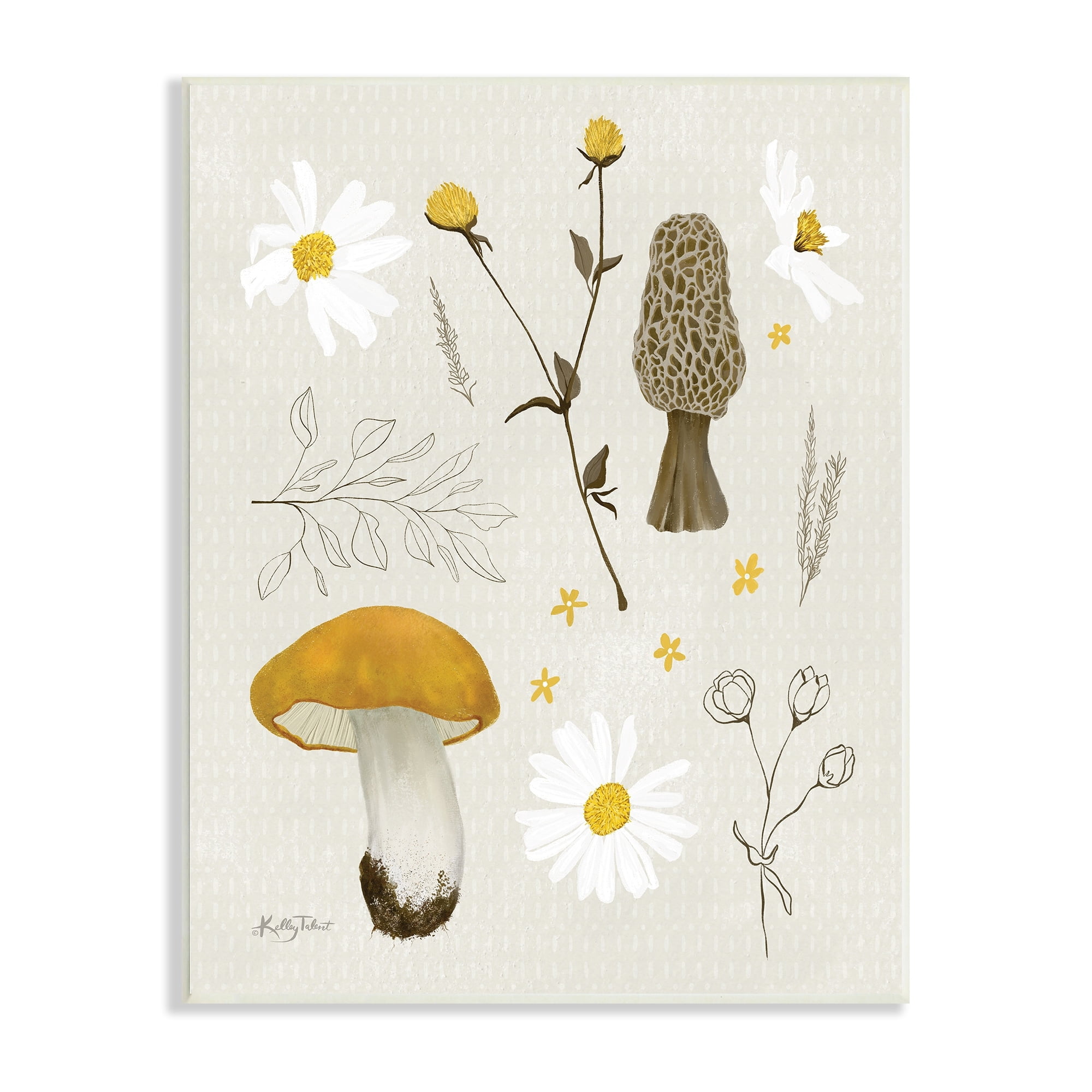 Stupell Industries Autumn Foliage Assortment Wild Mushrooms Flowers Plants,13 x 19, Design by Kelley Talent
