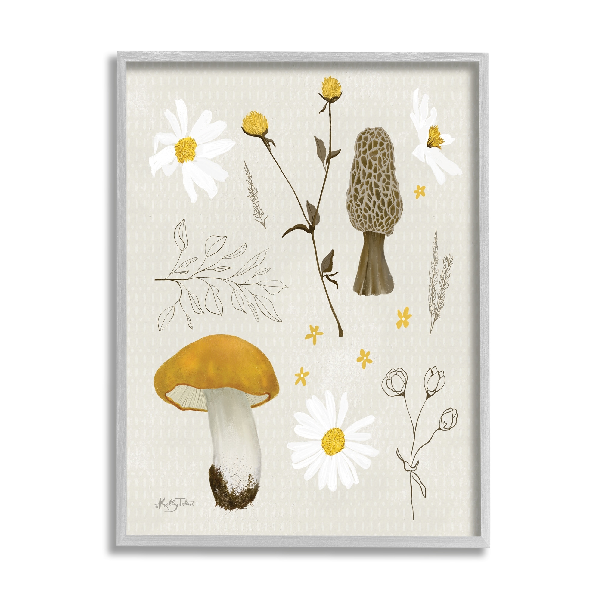 Stupell Industries Autumn Foliage Assortment Wild Mushrooms Flowers Plants,16 x 20, Design by Kelley Talent