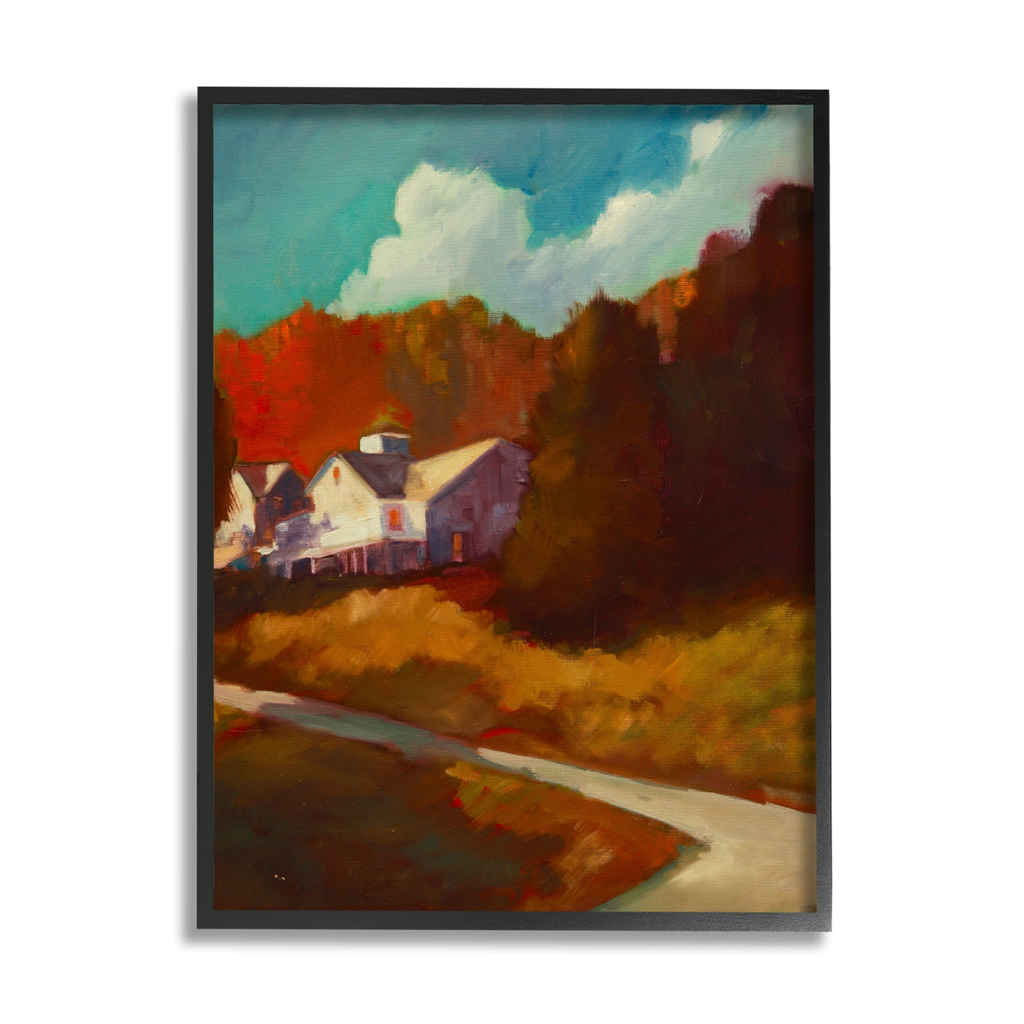 Stupell Industries Autumn Foliage Landscape Nature Painting Black Framed Art Print Wall Art, 16 x 20