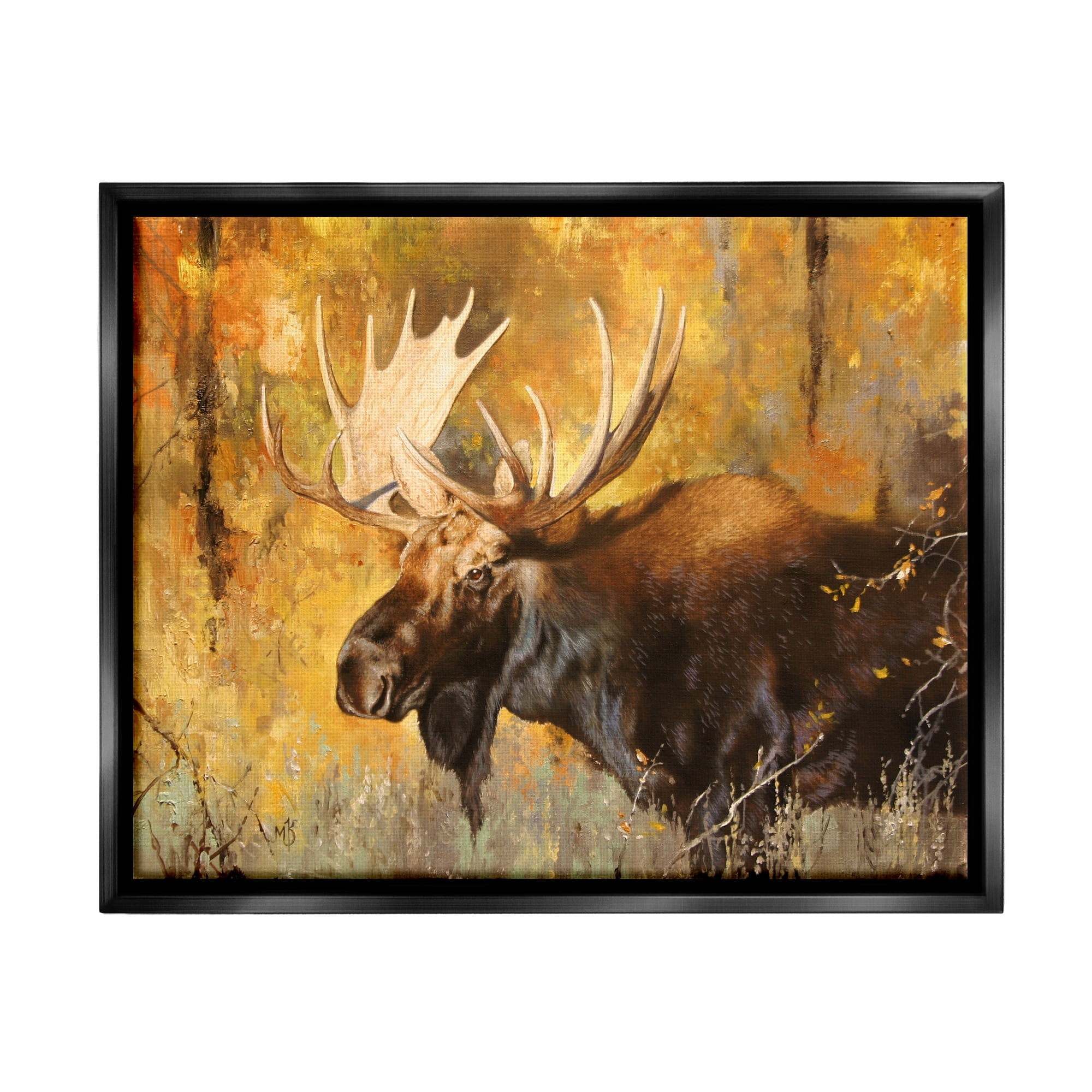 Stupell Industries Autumn Foliage Moose Portrait Animals & Insects Photography Black Floater Framed Art Print Wall Art, 21 x 17