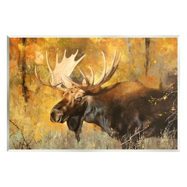 Stupell Industries Autumn Foliage Moose Portrait Animals & Insects Photography Unframed Art Print Wall Art, 15 x 10