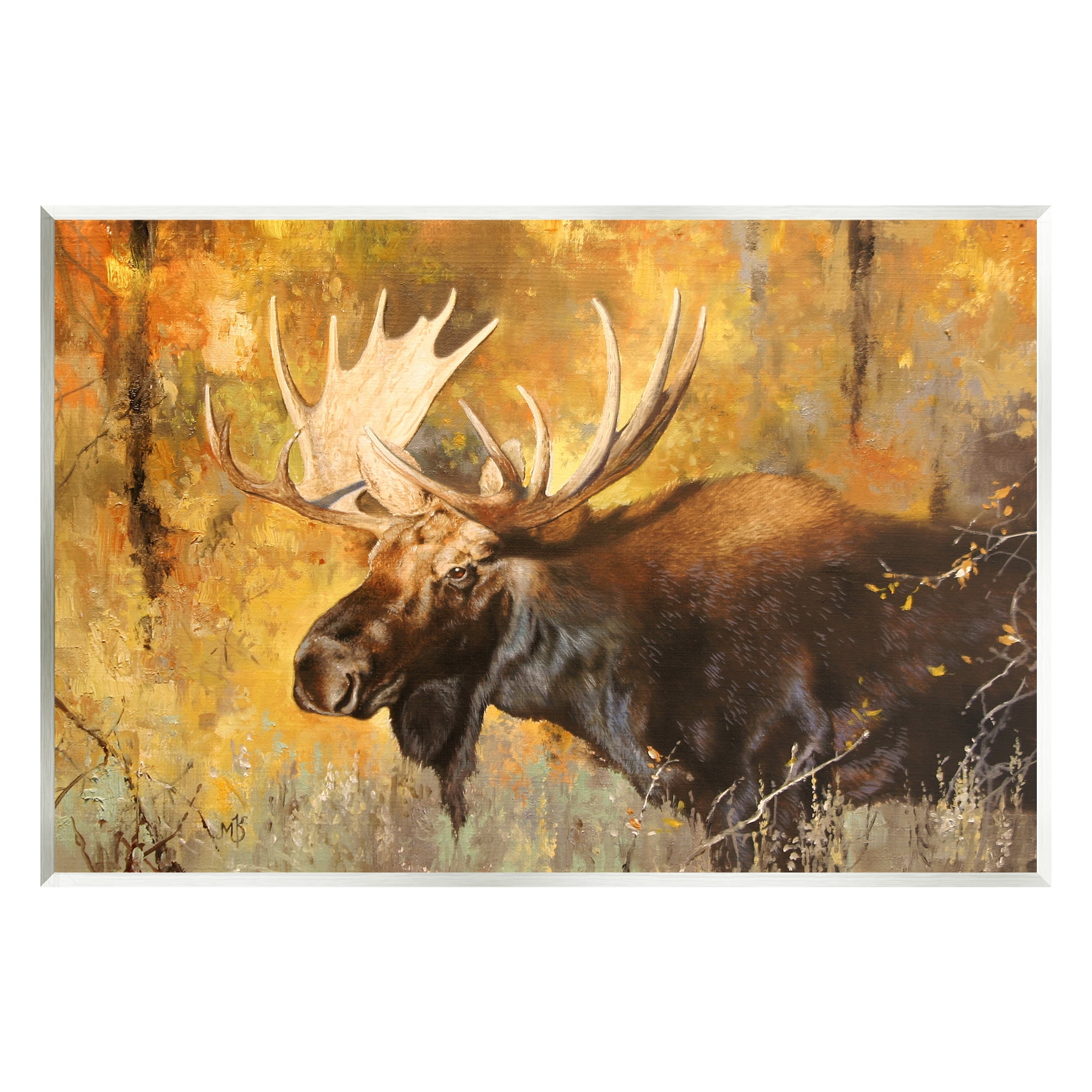 Stupell Industries Autumn Foliage Moose Portrait Animals & Insects Photography Unframed Art Print Wall Art, 19 x 13