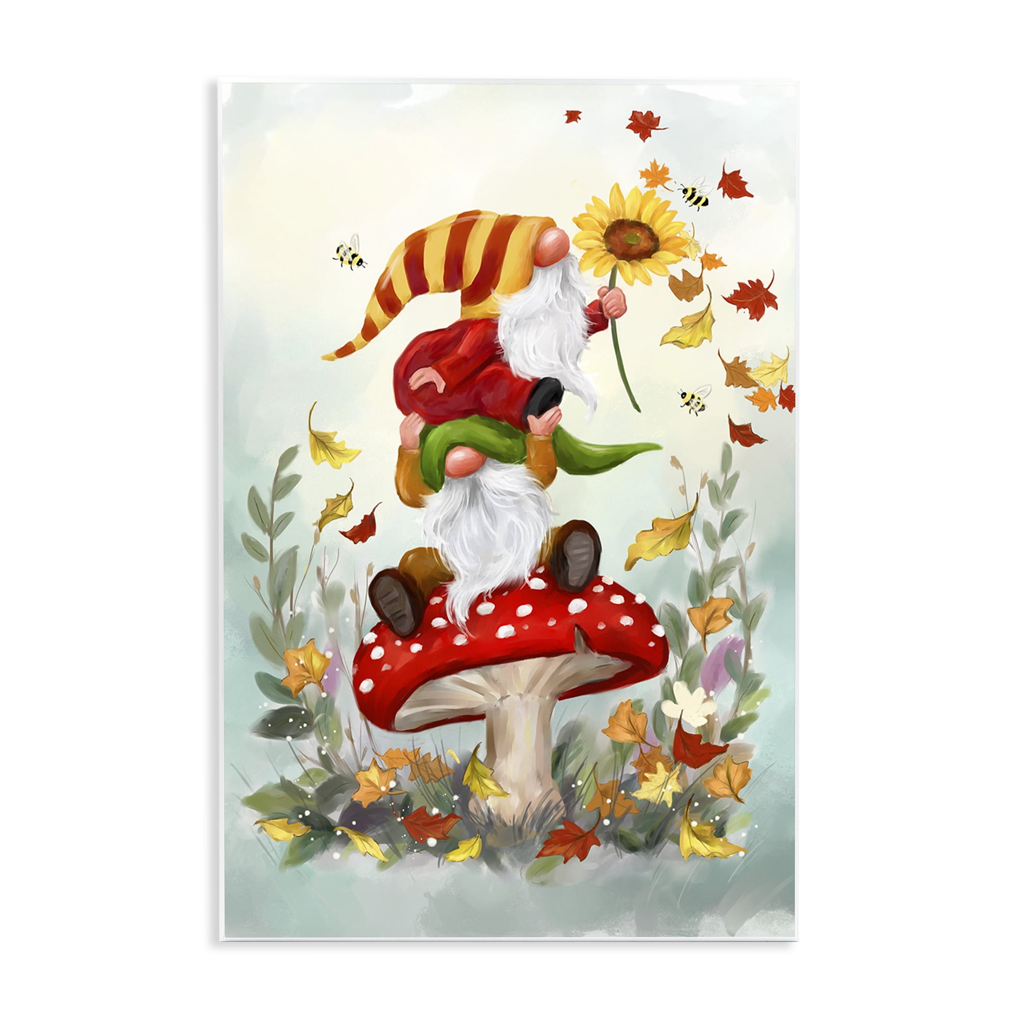 Stupell Industries Autumn Garden Gnome Fairy Tales & Fantasy Painting Unframed Art Print Wall Art, 10 x 15
