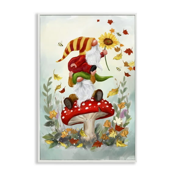 Stupell Industries Autumn Garden Gnome Fairy Tales & Fantasy Painting White Framed Art Print Wall Art, 16 x 24