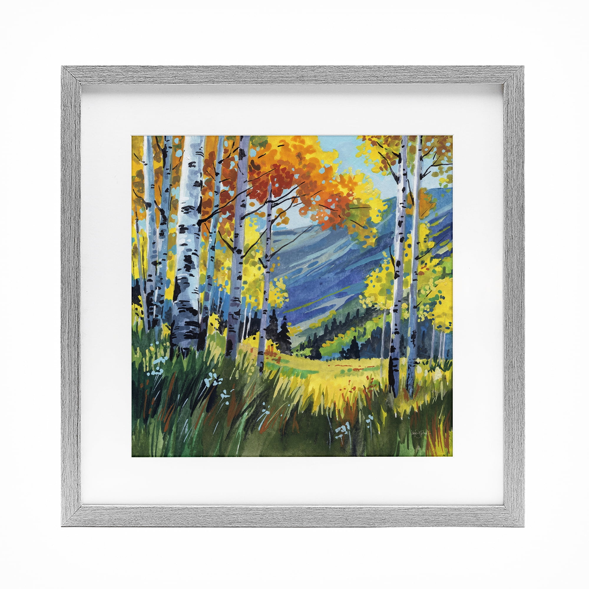 Stupell Industries Autumn Golden Birch Grove Gray Framed Print Under Glass, design by Kate Jarvik Birch