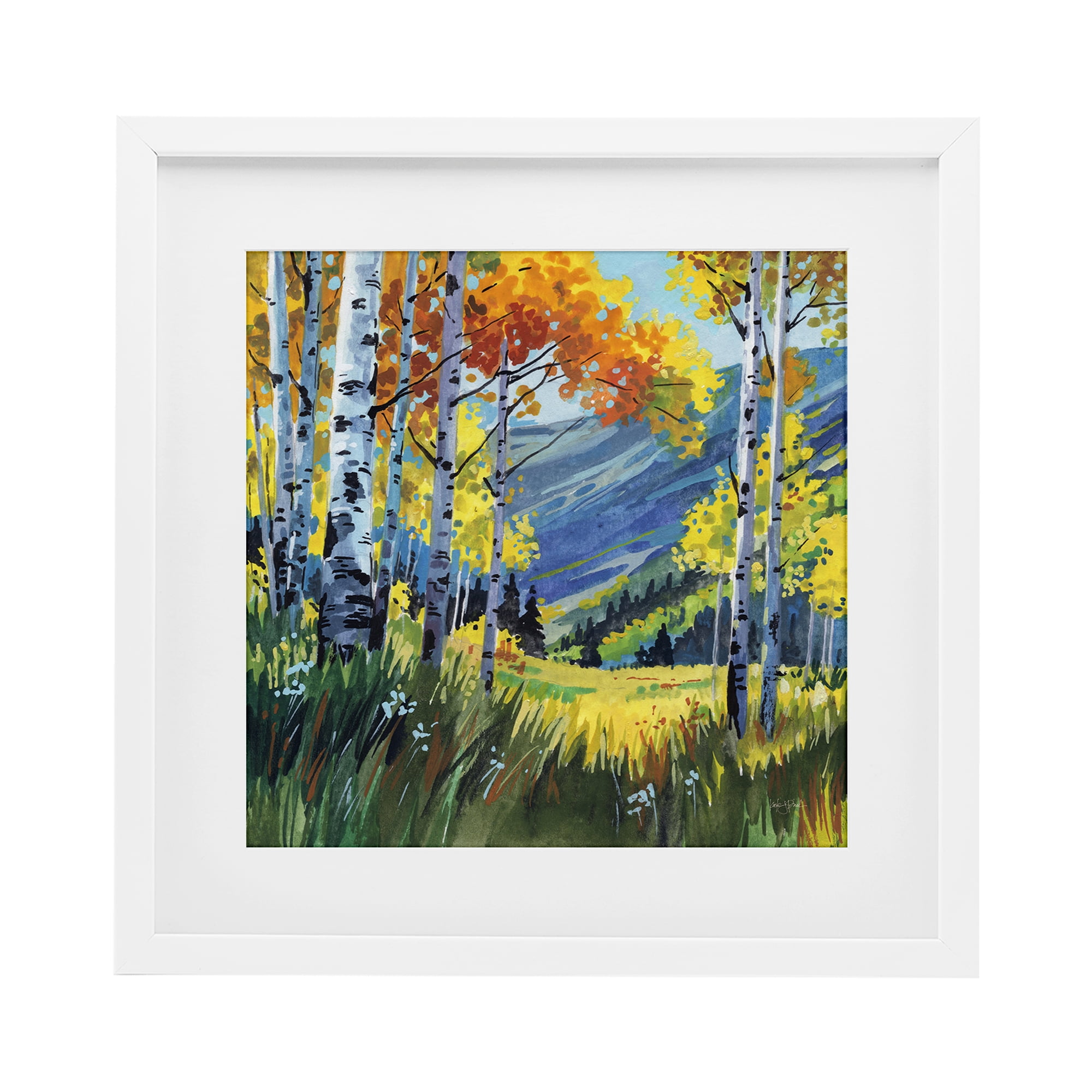 Stupell Industries Autumn Golden Birch Grove White Framed Print Under Glass, design by Kate Jarvik Birch