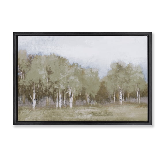 Stupell Industries Traditional Autumn Greens Tranquil Trees Black Floating Frame Canvas Art, 31 x 21, by Michael Marcon