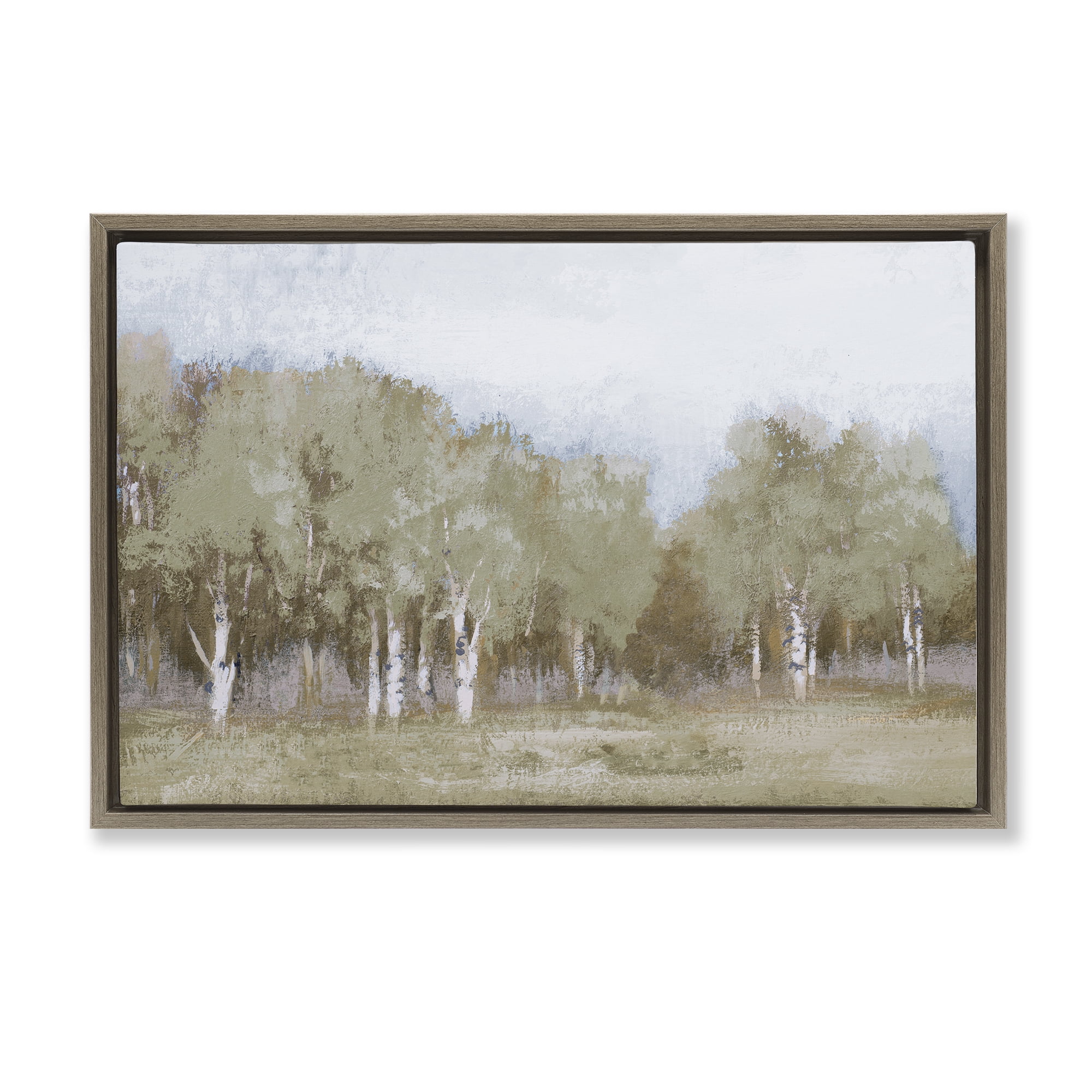 Stupell Industries Autumn Greens Tranquil Trees Brown Framed Floater Canvas Wall Art, design by Michael Marcon
