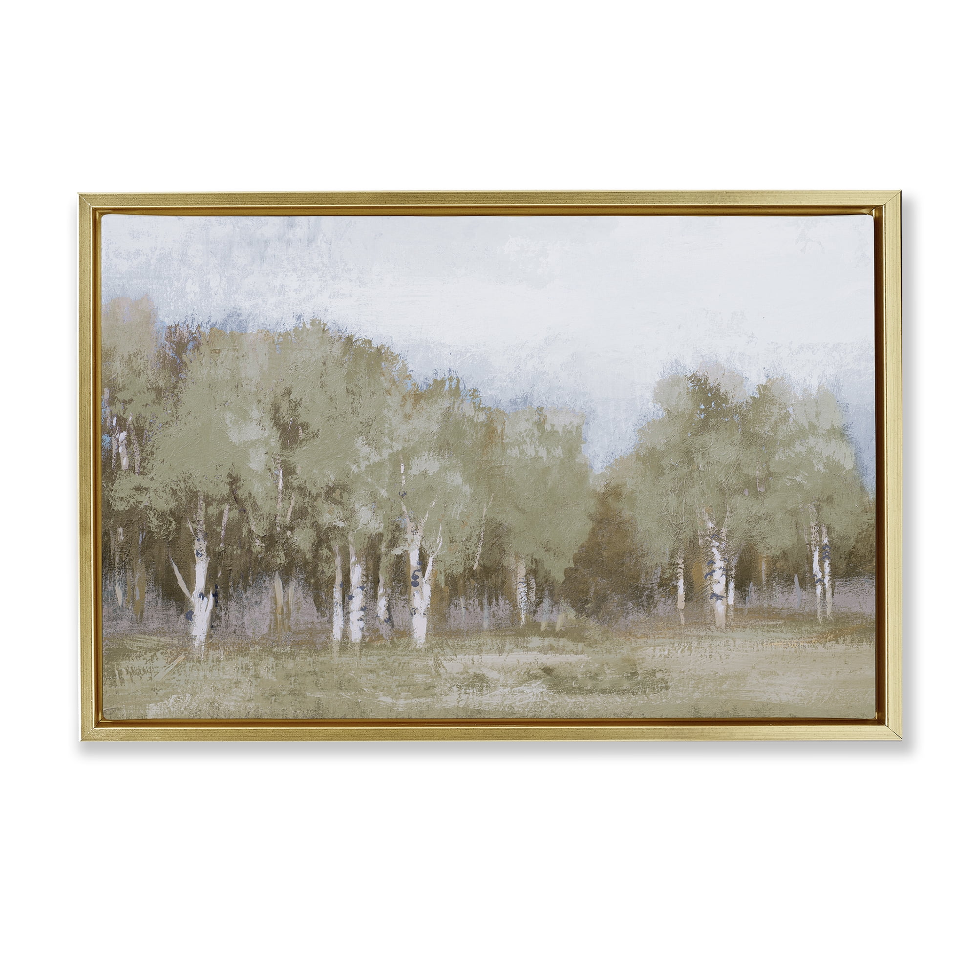 Stupell Industries Autumn Greens Tranquil Trees Gold Framed Floater Canvas Wall Art, design by Michael Marcon