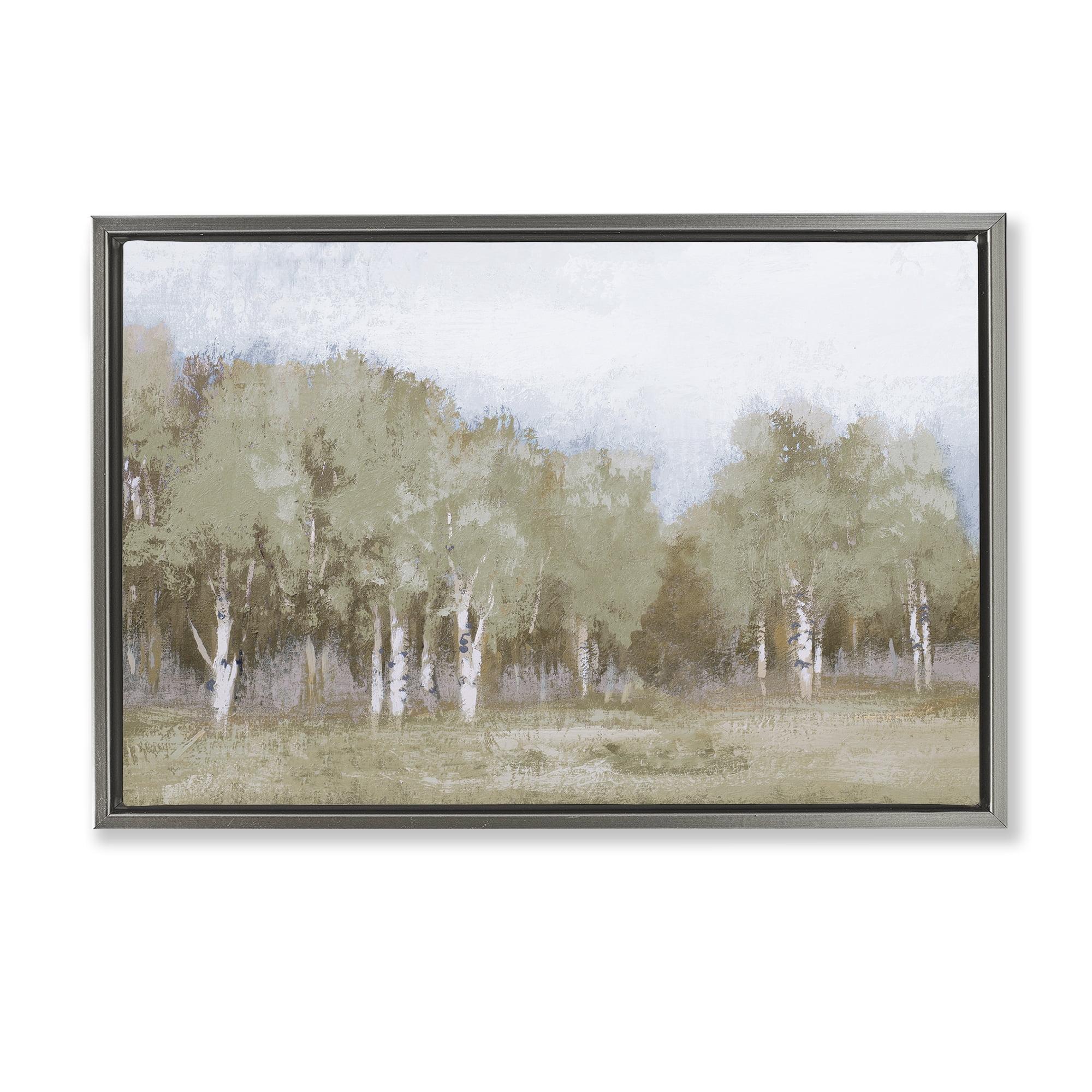 Stupell Industries Autumn Greens Tranquil Trees Gray Framed Floater Canvas Wall Art, design by Michael Marcon