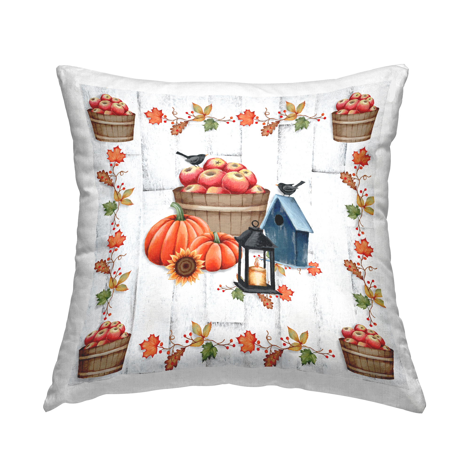 Stupell Industries Autumn Harvest Apples & Pumpkins Square Decorative Printed Throw Pillow, 18 x 18,