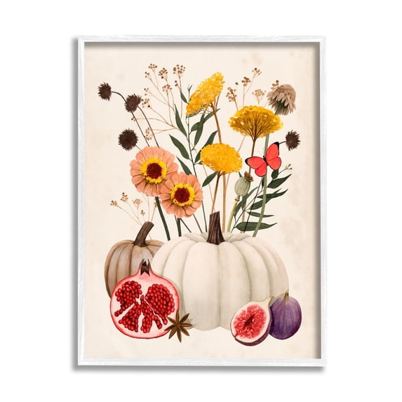 Stupell Industries Autumn Harvest Arrangement Pumpkin Pomegranate Fig Fruits, 24 x 30,Design by Grace Popp