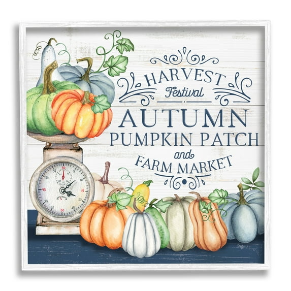 Stupell Industries Autumn Harvest Festival Holiday Painting White Framed Art Print Wall Art, 17 x 17