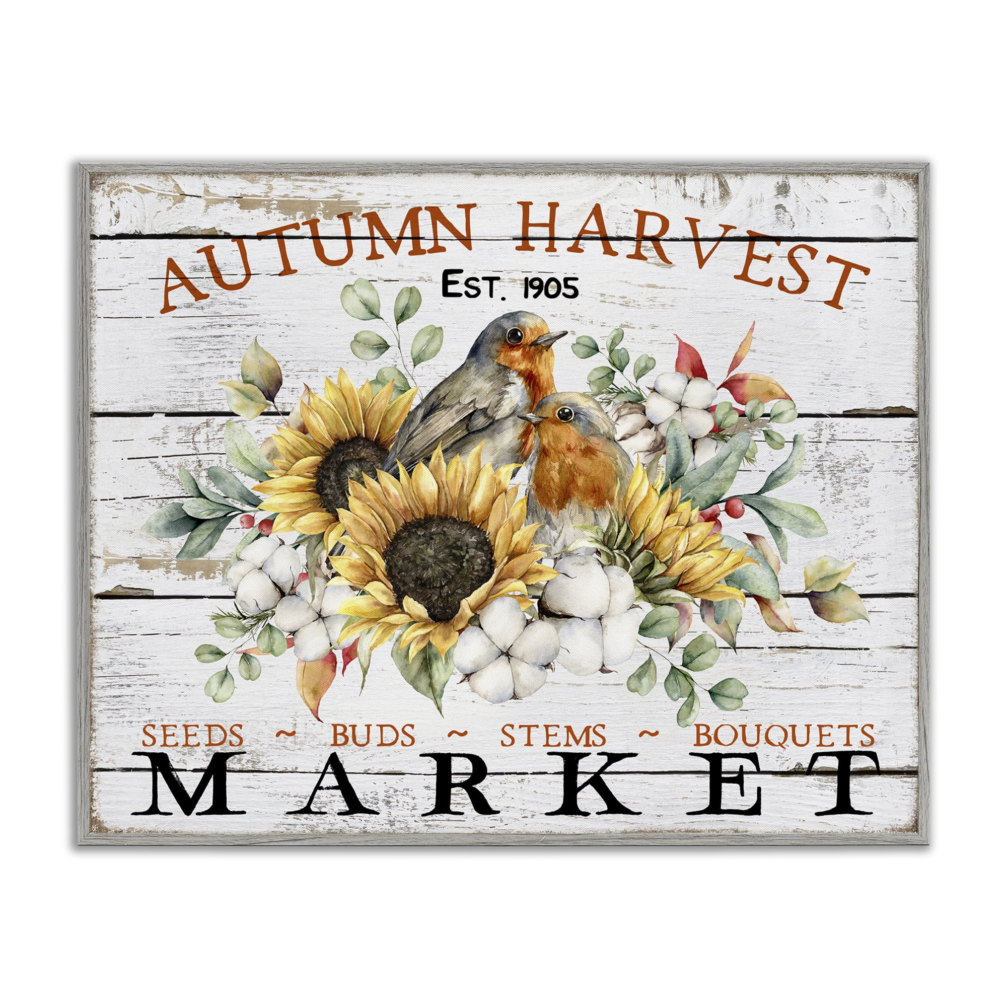 Stupell Industries Autumn Harvest Market Holiday Painting Gray Framed Art Prints Wall Art, 30 x 24