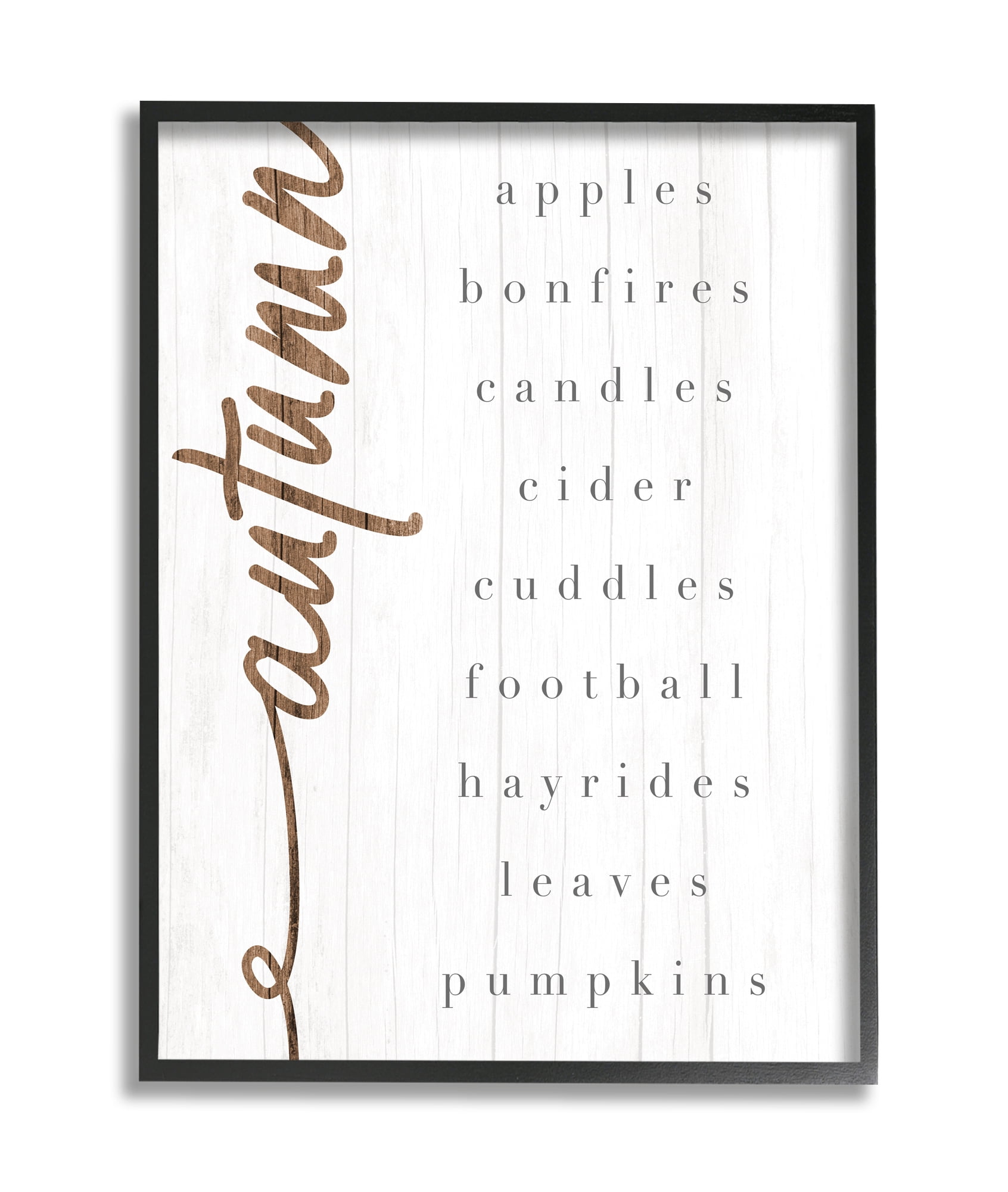 Stupell Industries Autumn Harvest Season Checklist Country Charm Black Framed, 11 x 14, Design by Daphne Polselli