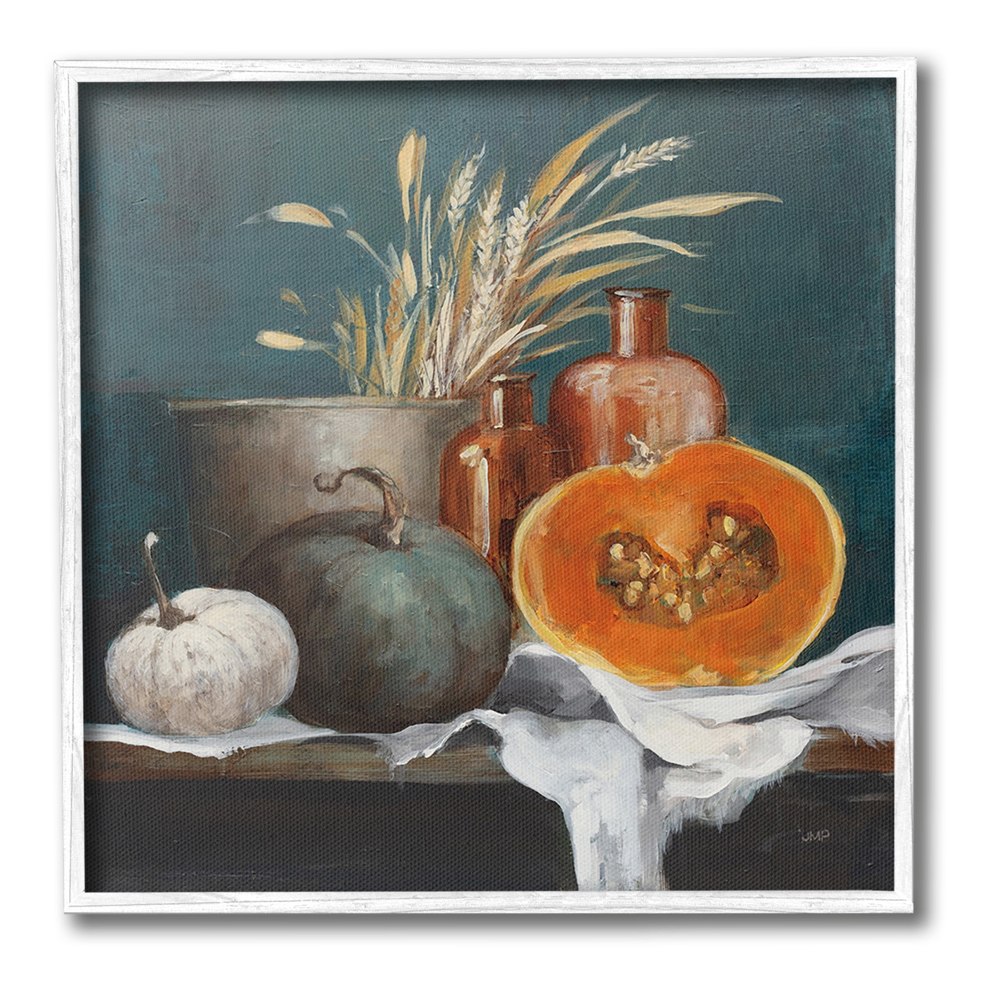 Stupell Industries Autumn Harvest Still Life Botanical & Floral Painting White Framed Art Print Wall Art, 24 x 24