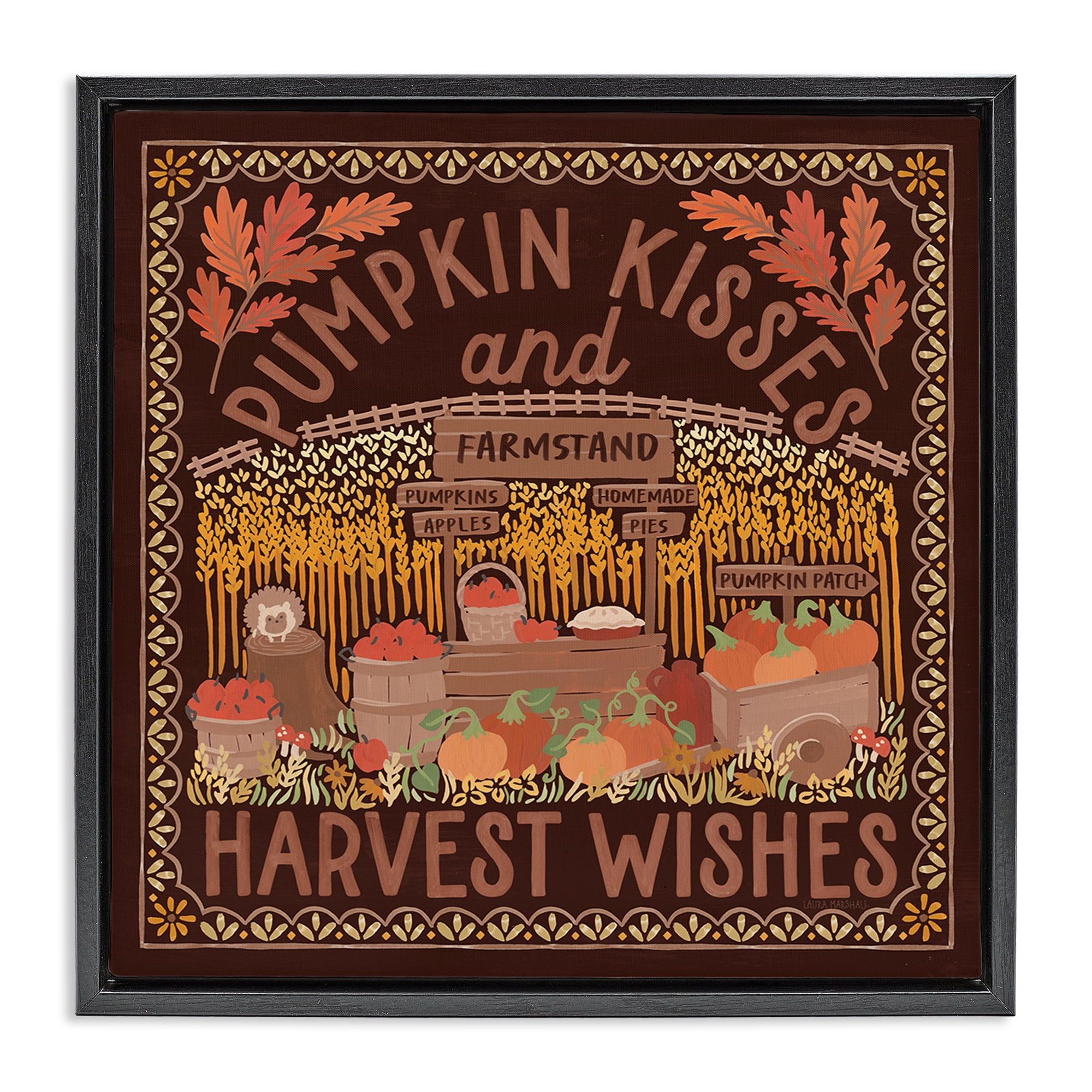 Stupell Industries Autumn Harvest Wishes Landscape Painting Black Floater Framed Art Print Wall Art, 25 x 25