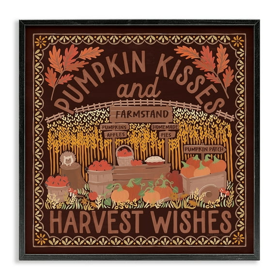Stupell Industries Autumn Harvest Wishes Landscape Painting Black Framed Art Print Wall Art, 12 x 12