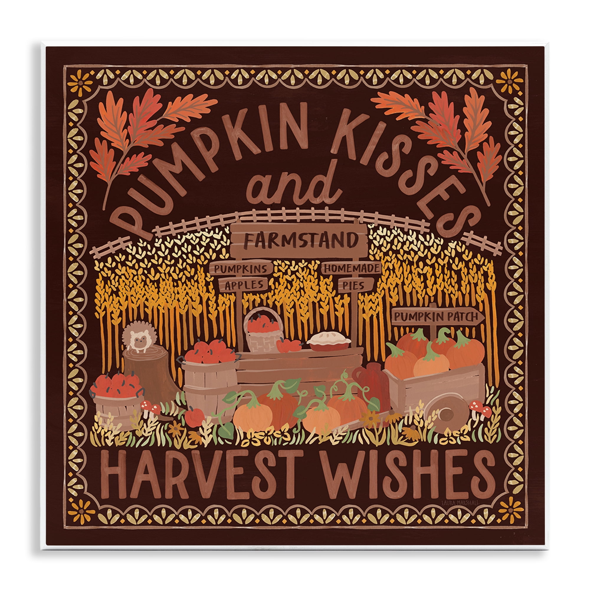Stupell Industries Autumn Harvest Wishes Landscape Painting Unframed Art Print Wall Art, 12 x 12