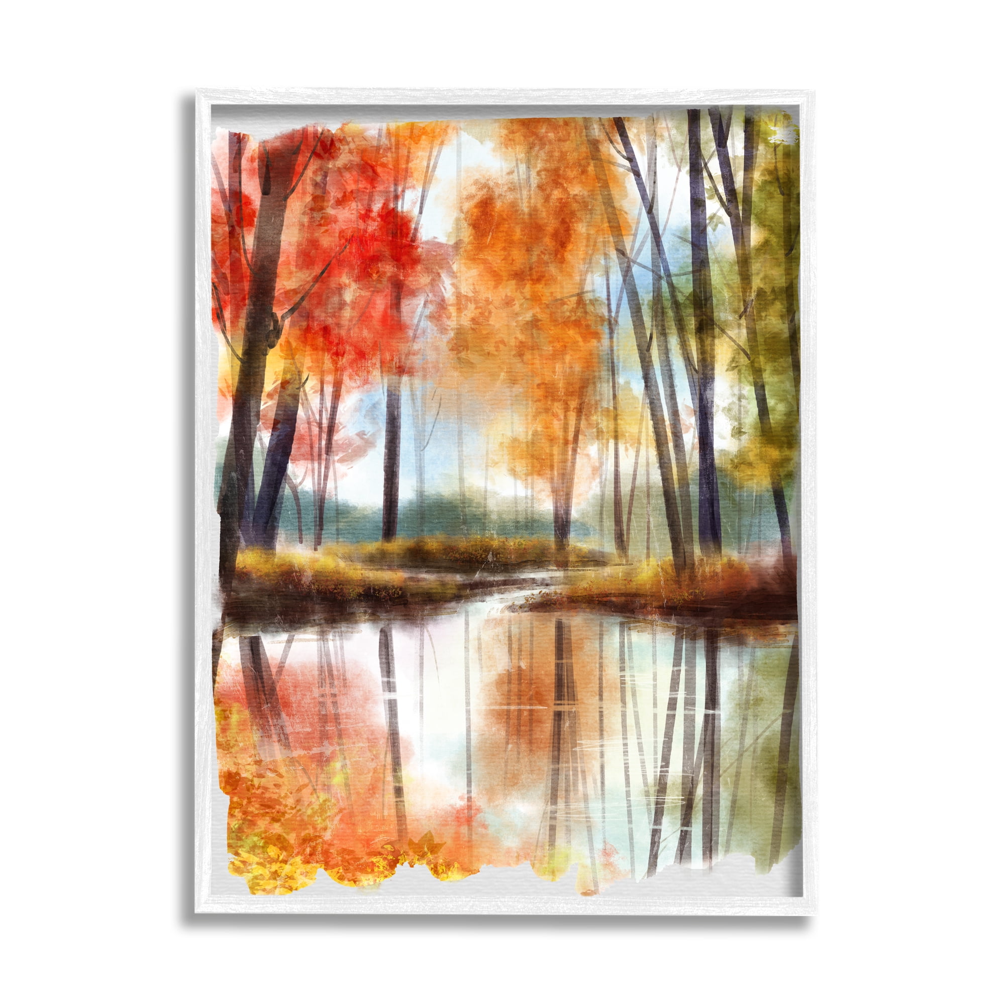 Stupell Industries Autumn Lake Reflection Open Meadow Fall Foliage Trees, 11 x 14,Design by Ziwei Li