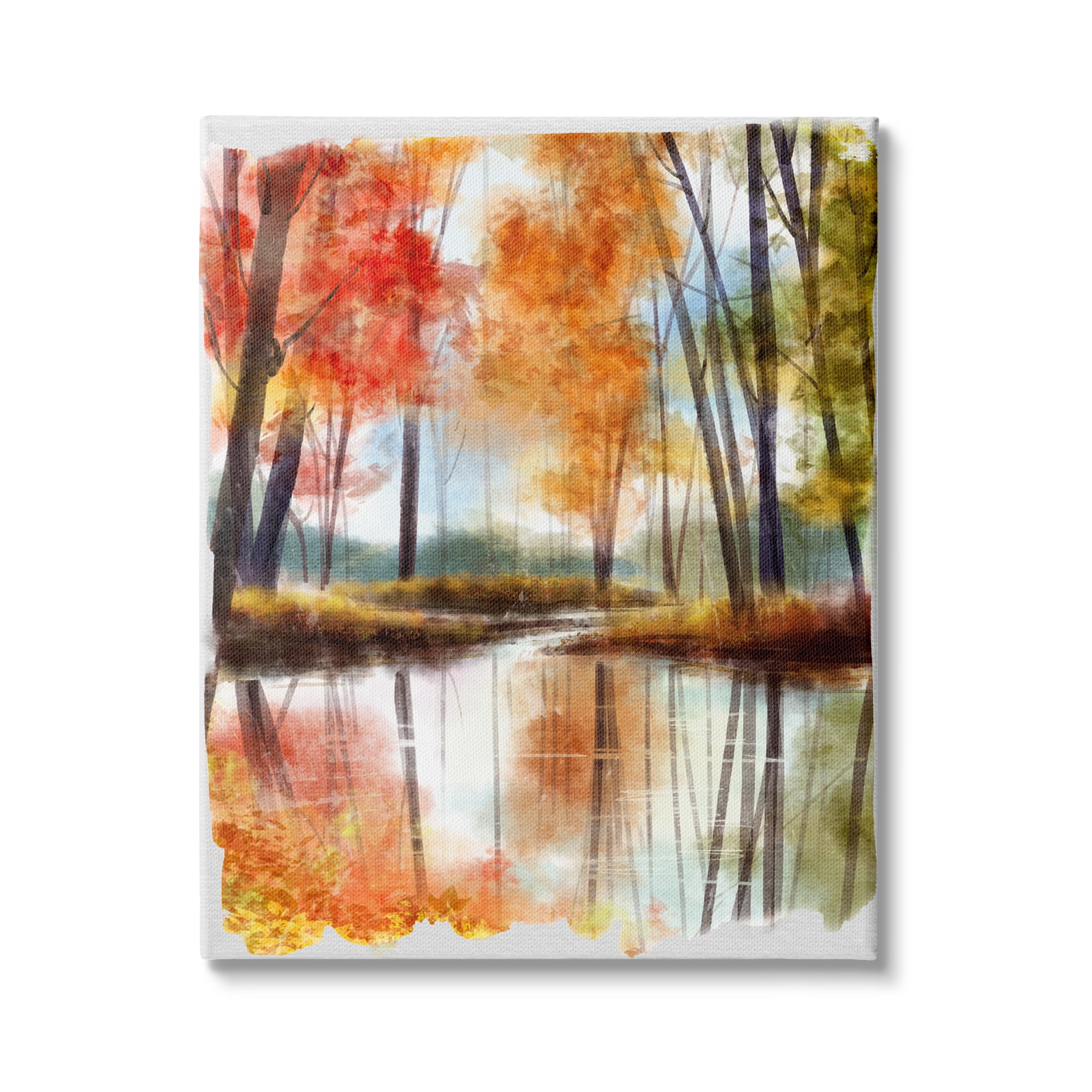 Stupell Industries Autumn Lake Reflection Open Meadow Fall Foliage Trees, 16 x 20,Design by Ziwei Li