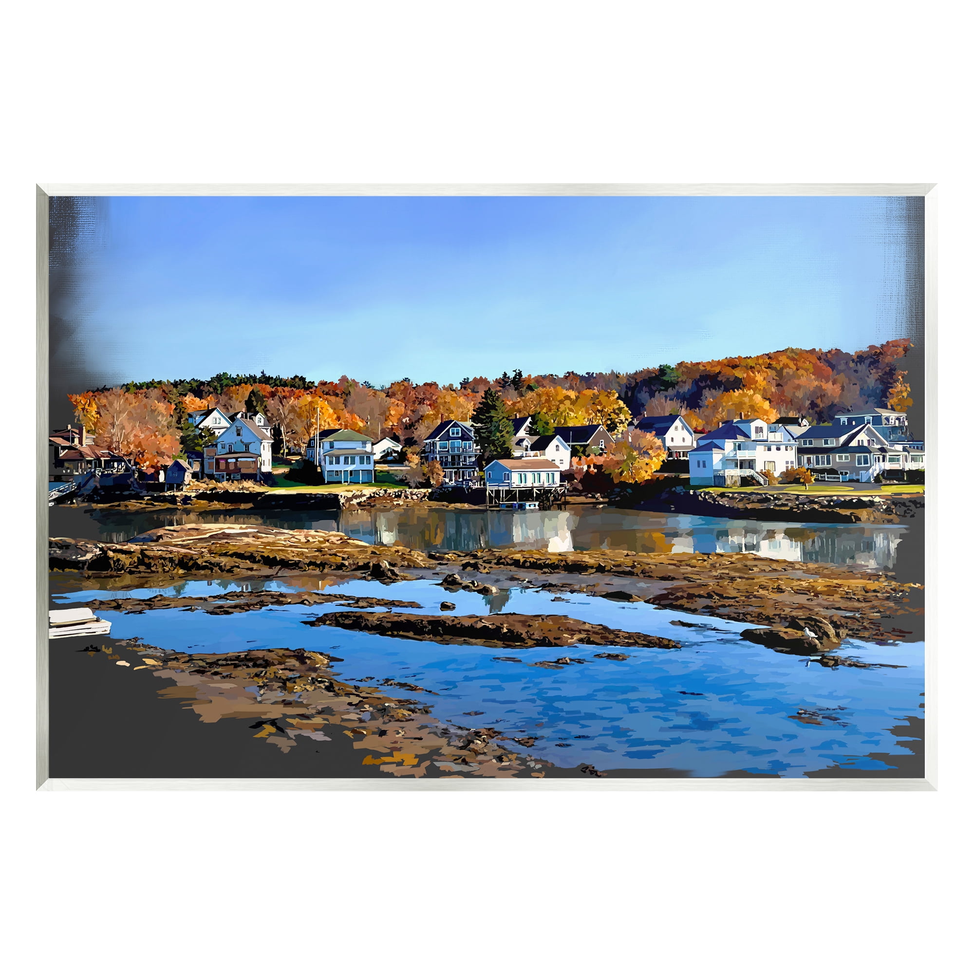 Stupell Industries Autumn Lakeside Foliage Scenery Coastal Photography Unframed Art Print Wall Art