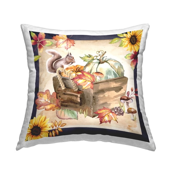 Stupell Industries Autumn Leaves Squirrel Perched Printed Throw Pillow Design by ND Art