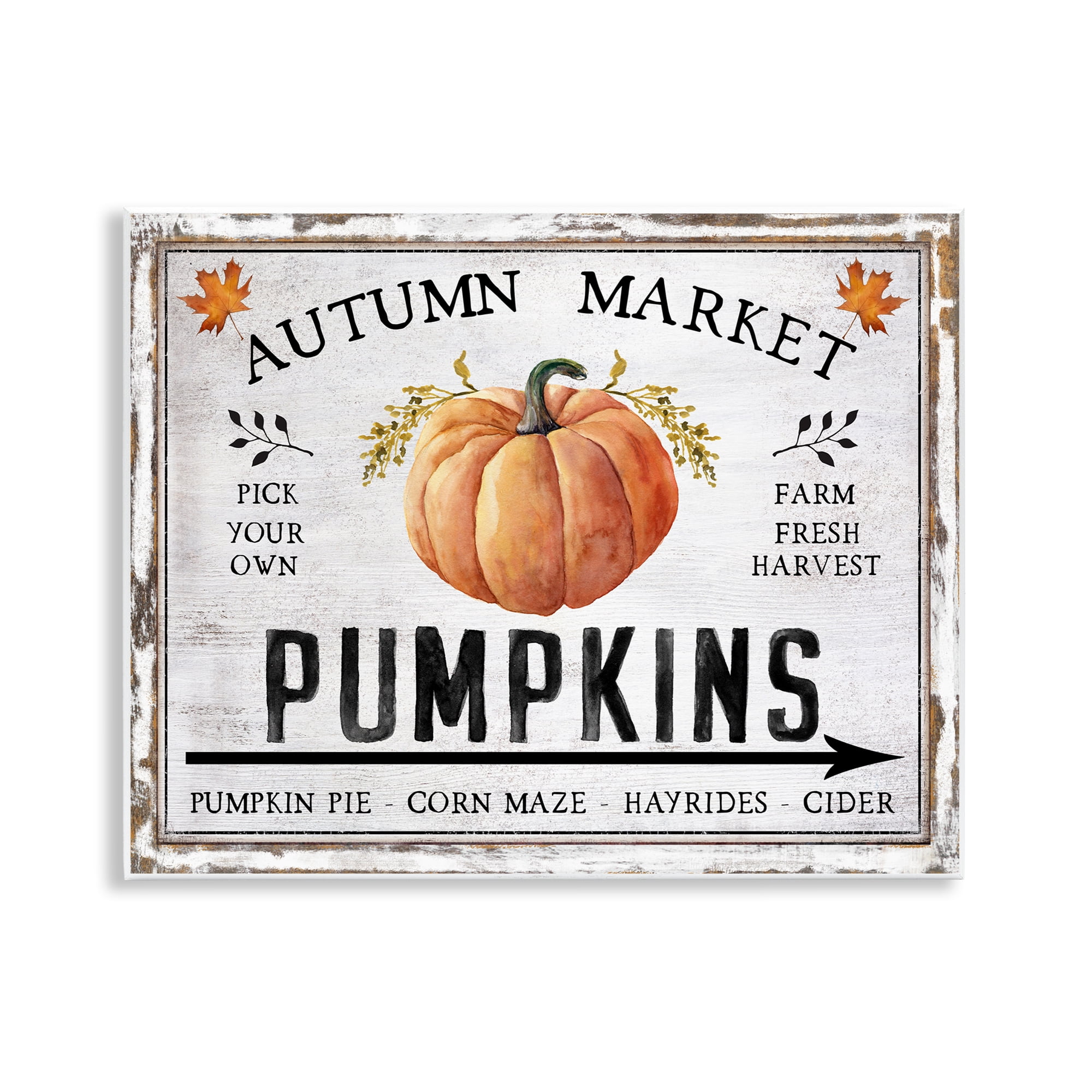 Stupell Industries Autumn Market with Arrow Holiday Painting Unframed Art Prints Wall Art, 14 x 11