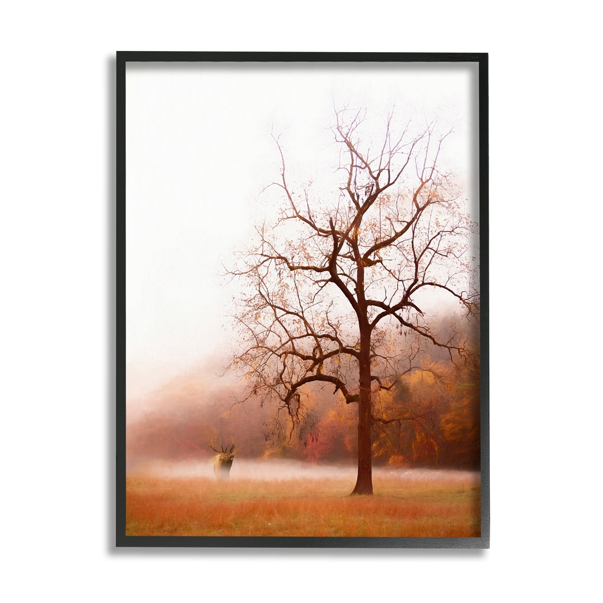 Stupell Industries Autumn Meadow Wilderness Landscape Moose Elk Red Orange, 16 x 20,Design by PHBurchett