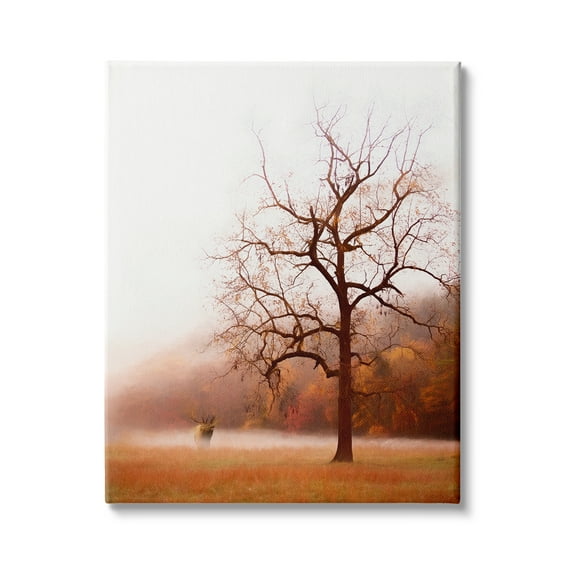 Stupell Industries Autumn Meadow Wilderness Landscape Moose Elk Red Orange, 16 x 20,Design by PHBurchett