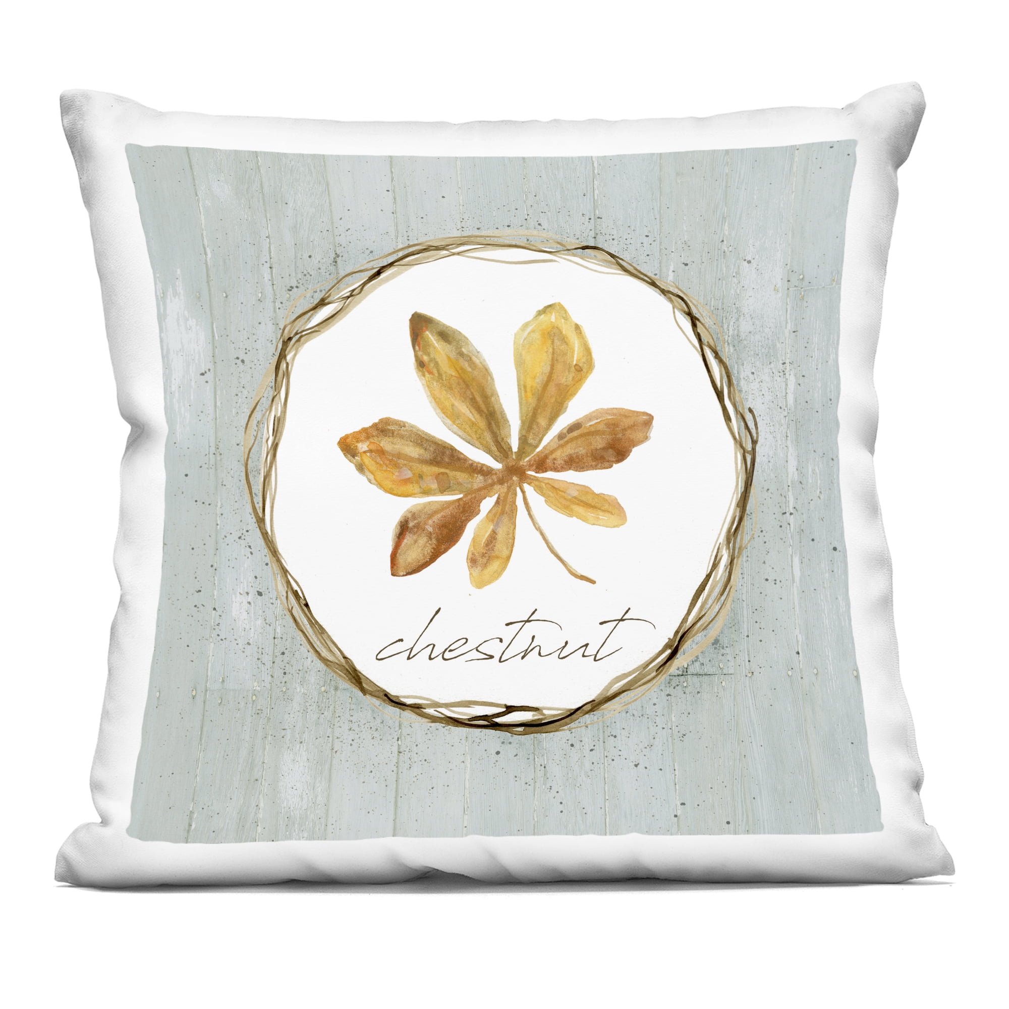 Stupell Industries Autumn Memories Chestnut Leaf Decorative Printed Throw Pillow, design by Livi and Finn