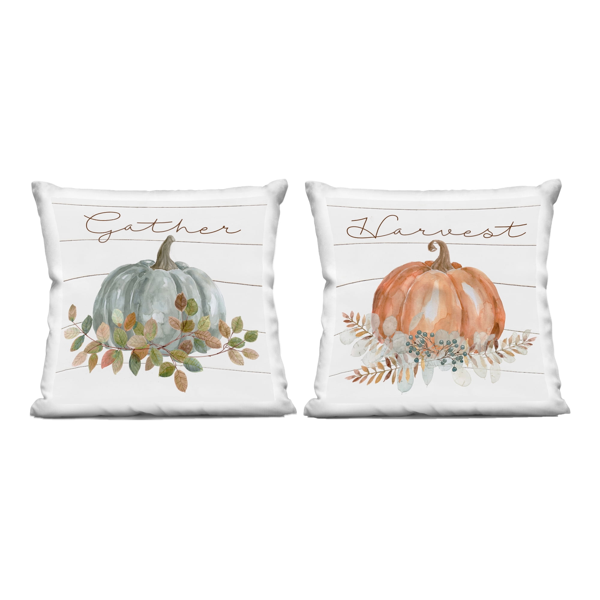Stupell Industries Autumn Memories Gather & Harvest 2 Piece Decorative Printed Throw Pillow Set, design by Livi and Finn