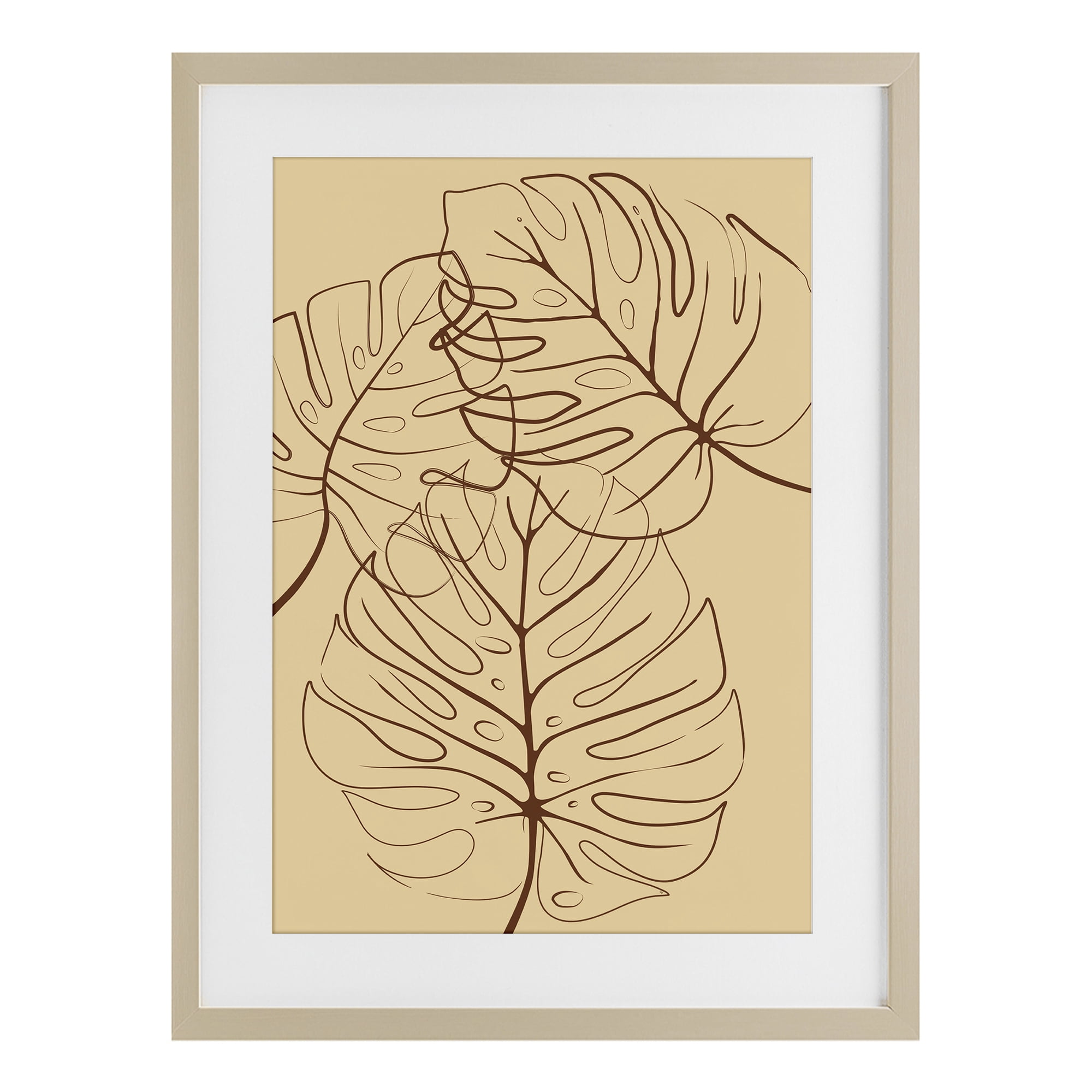Stupell Industries Autumn Monstera Leaf Contour Birch Framed Print Under Glass, design by Martina Pavlova