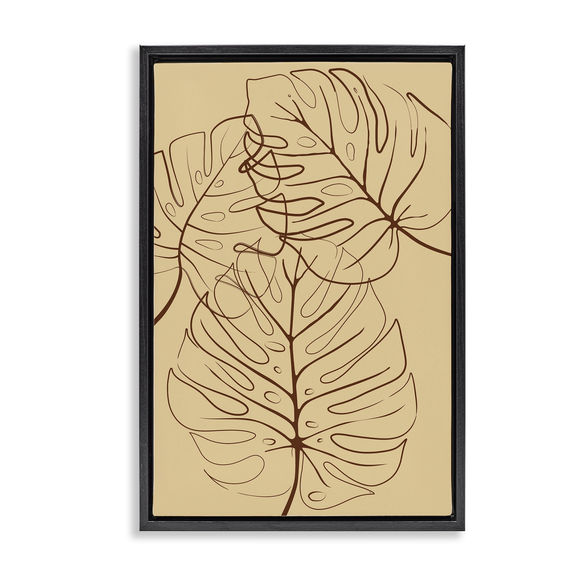 Stupell Industries Autumn Monstera Leaf Contour Black Framed Floater Canvas Wall Art, design by Martina Pavlova