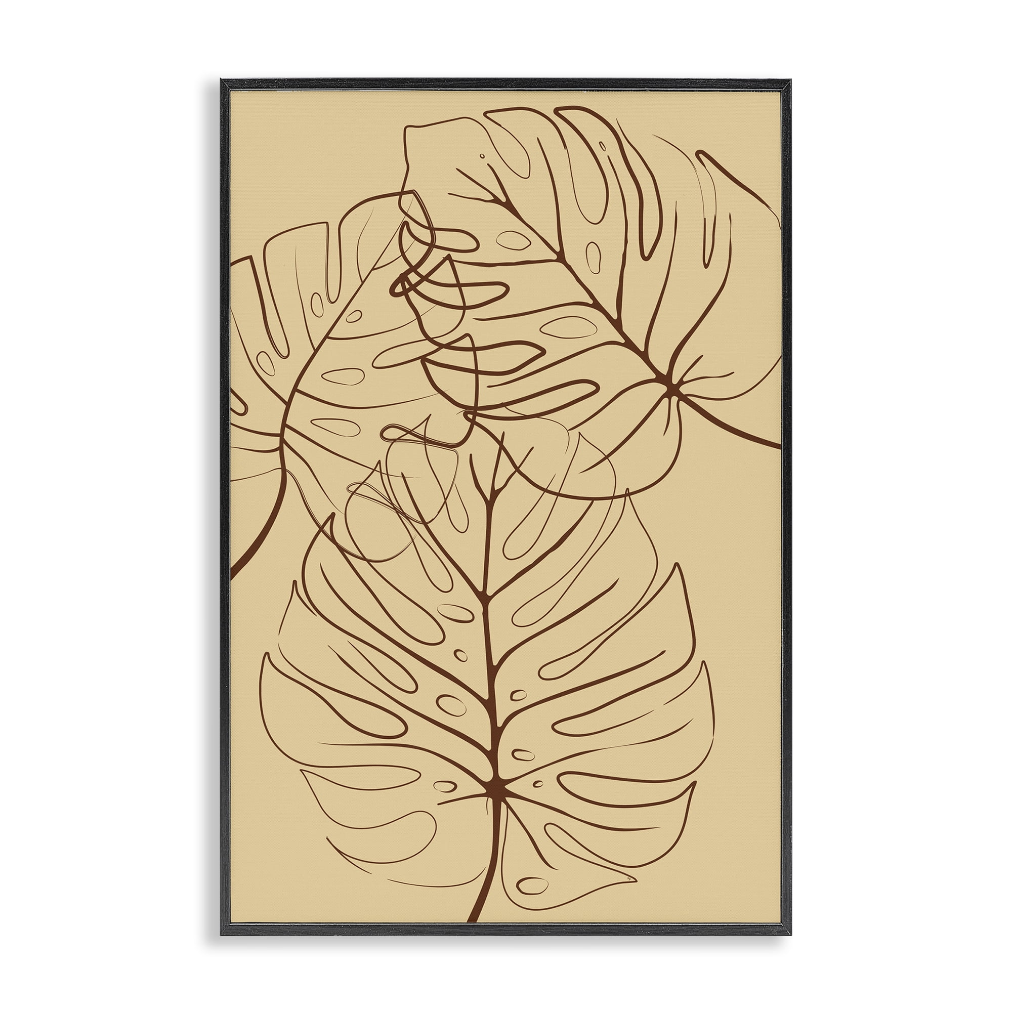 Stupell Industries Autumn Monstera Leaf Contour Black Framed Giclee Art, design by Martina Pavlova