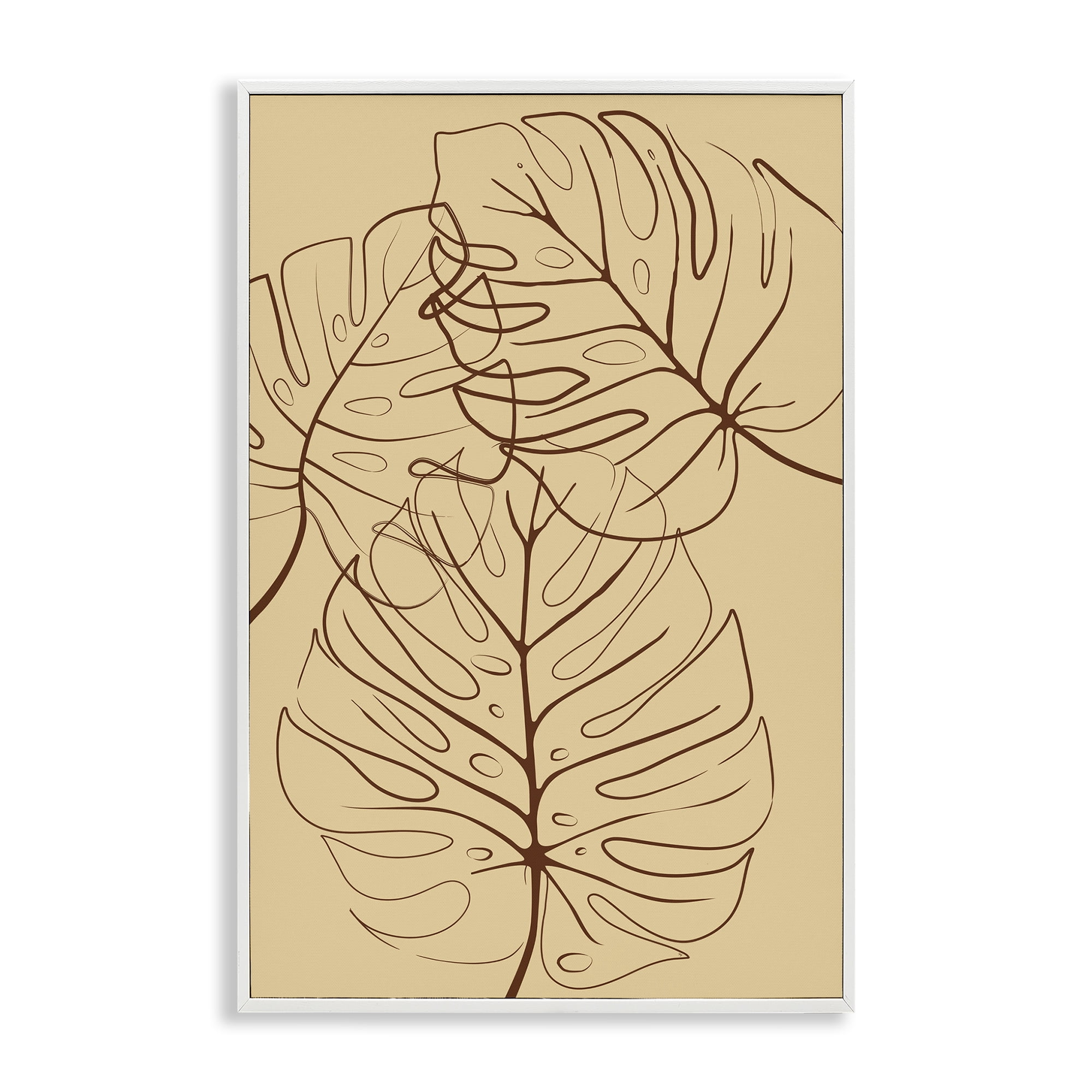 Stupell Industries Autumn Monstera Leaf Contour White Framed Giclee Art, design by Martina Pavlova