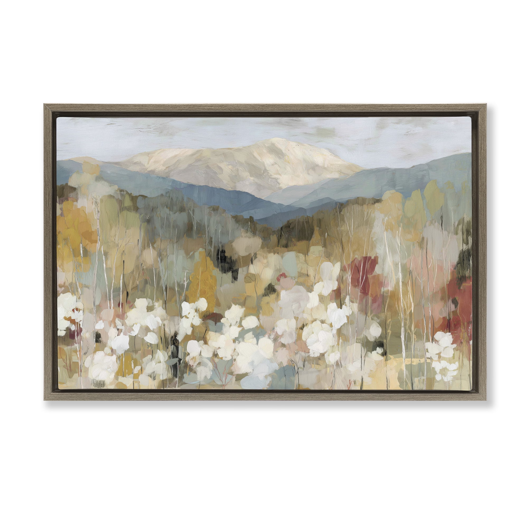 Stupell Industries Autumn Mountain Meadow Brown Framed Floater Canvas Wall Art, design by Chromatic Storm Studio