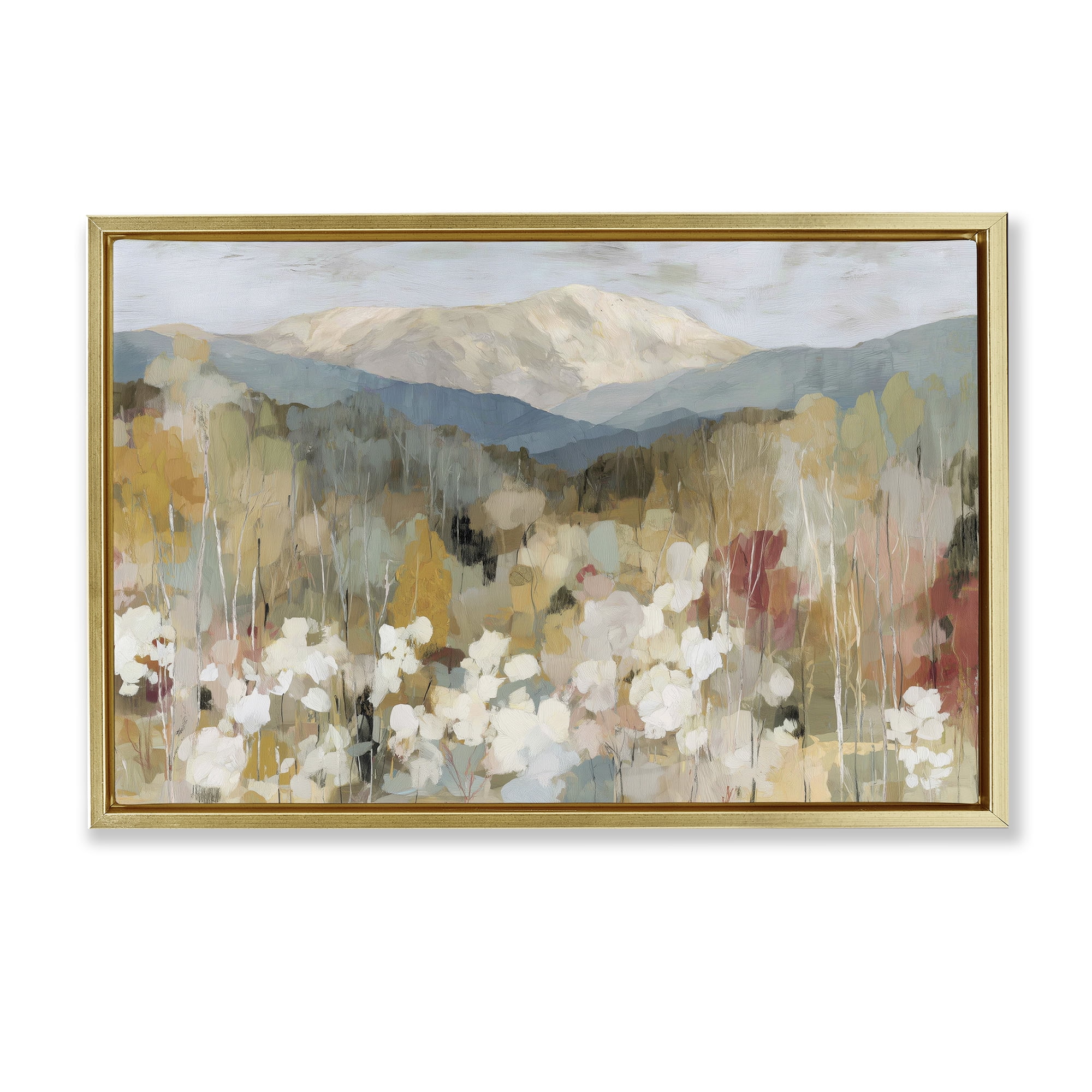 Stupell Industries Autumn Mountain Meadow Gold Framed Floater Canvas Wall Art, design by Chromatic Storm Studio