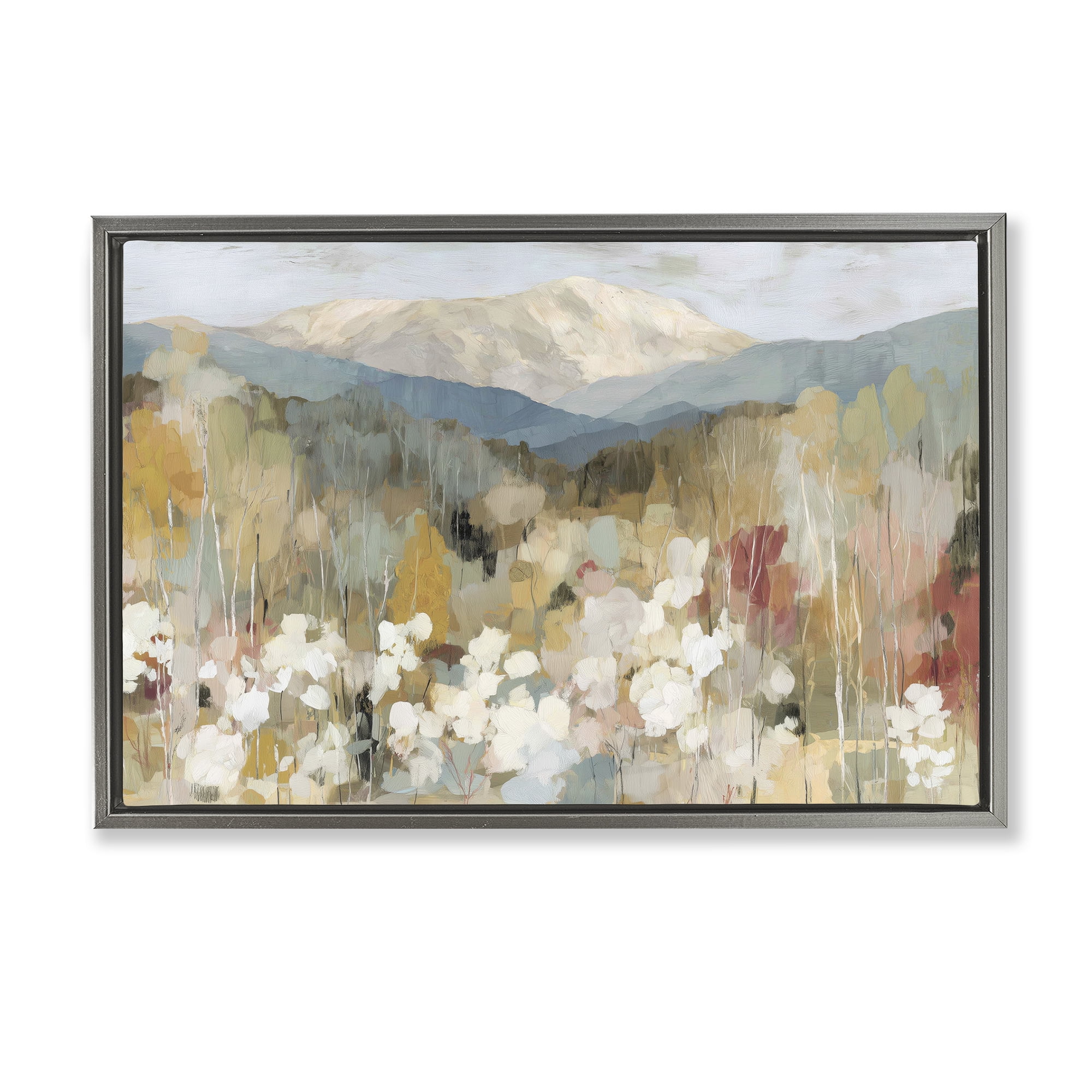 Stupell Industries Autumn Mountain Meadow Gray Framed Floater Canvas Wall Art, design by Chromatic Storm Studio