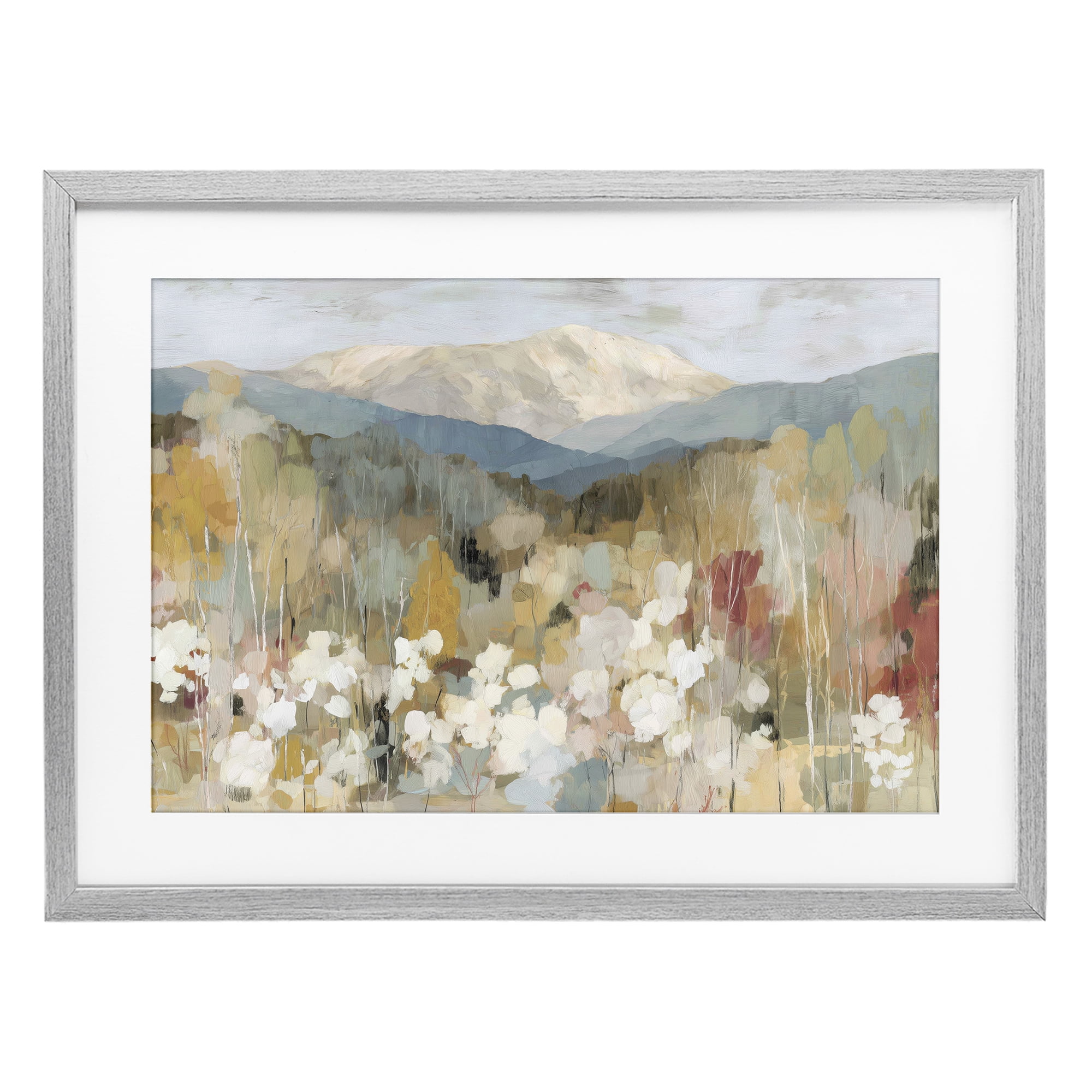 Stupell Industries Autumn Mountain Meadow Gray Framed Print Under Glass, design by Chromatic Storm Studio